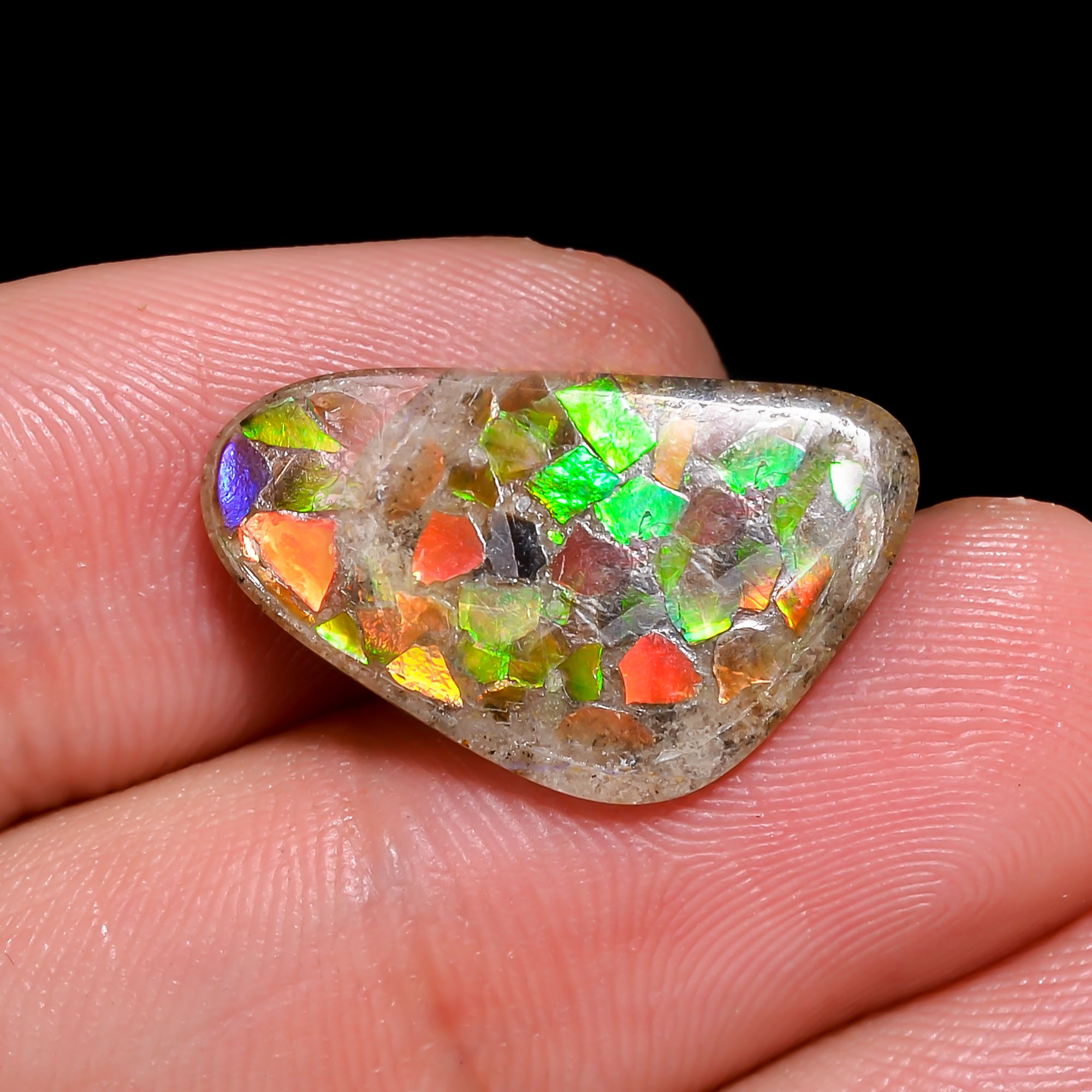 Natural Ammolite Fancy Shape Cabochon Loose Gemstone For Making Jewelry 3.5 Ct. 21X12X2 mm Y-10238