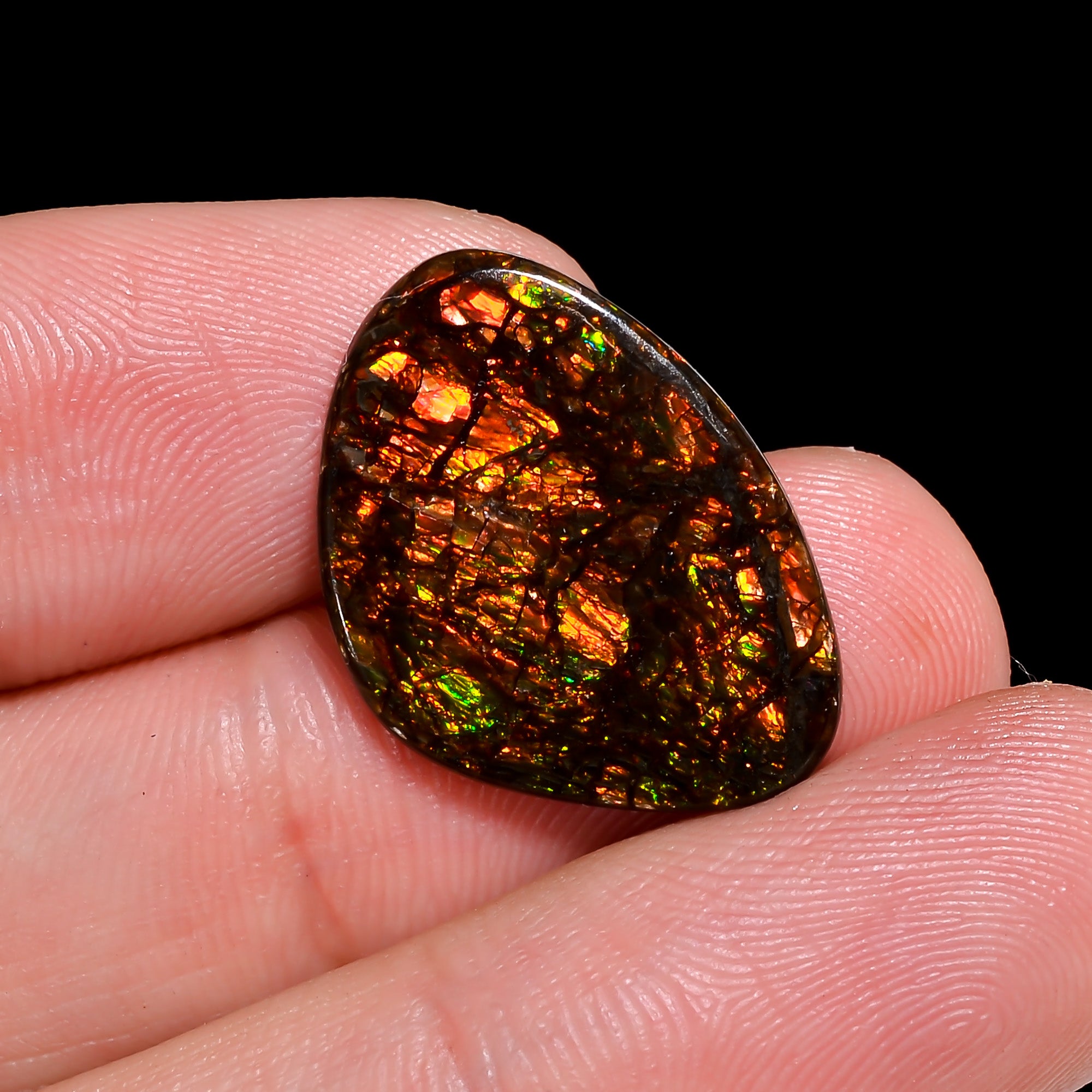 Natural Ammolite Fancy Shape Cabochon Loose Gemstone For Making Jewelry 5.5 Ct. 21X15X2 mm Y-10240