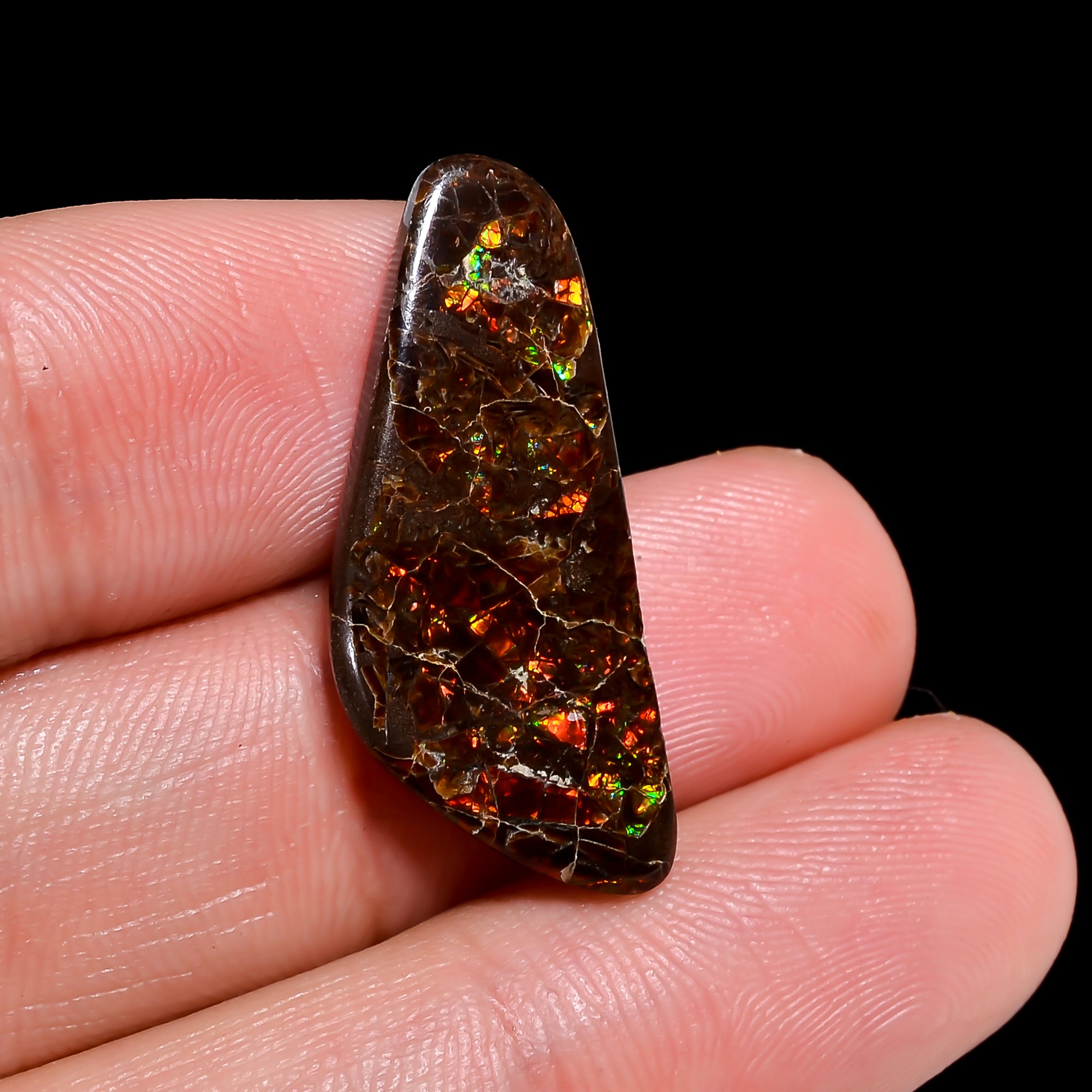 Natural Ammolite Fancy Shape Cabochon Loose Gemstone For Making Jewelry 11 Ct. 27X11X3 mm Y-10241