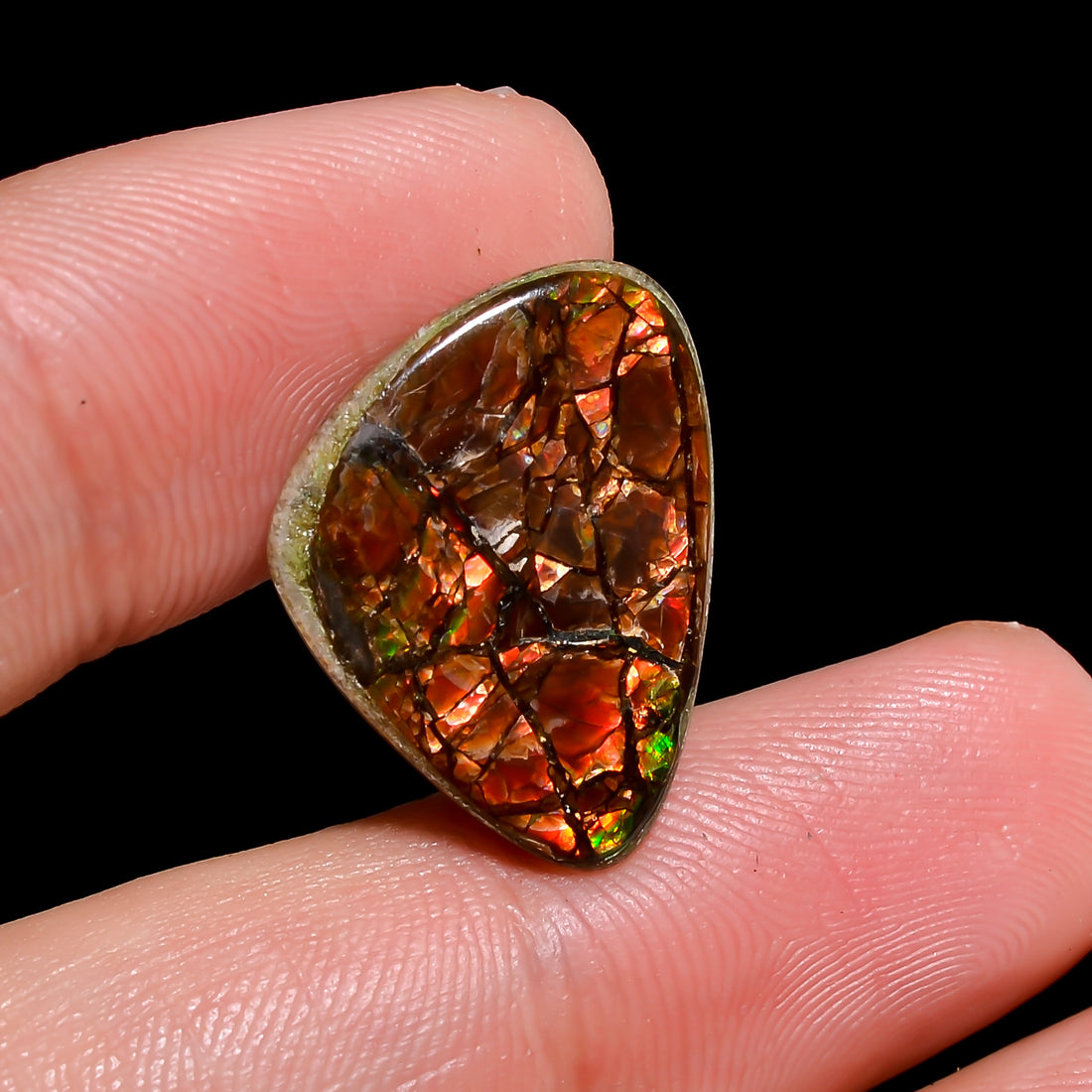 Natural Ammolite Fancy Shape Cabochon Loose Gemstone For Making Jewelry 6 Ct. 20X15X2 mm Y-10242
