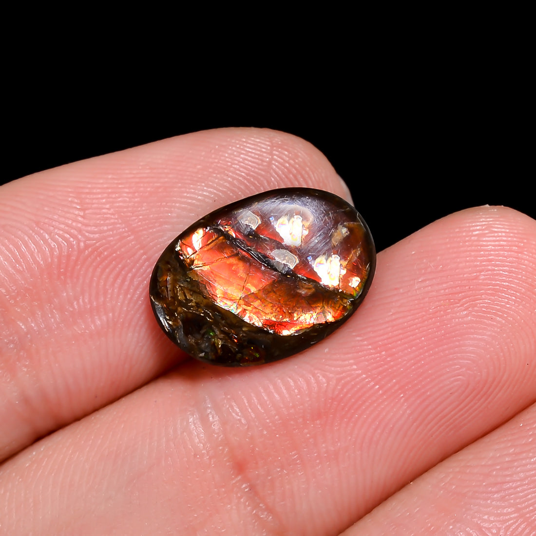 Natural Ammolite Oval Shape Cabochon Loose Gemstone For Making Jewelry 2.5 Ct. 14X10X2 mm Y-10245
