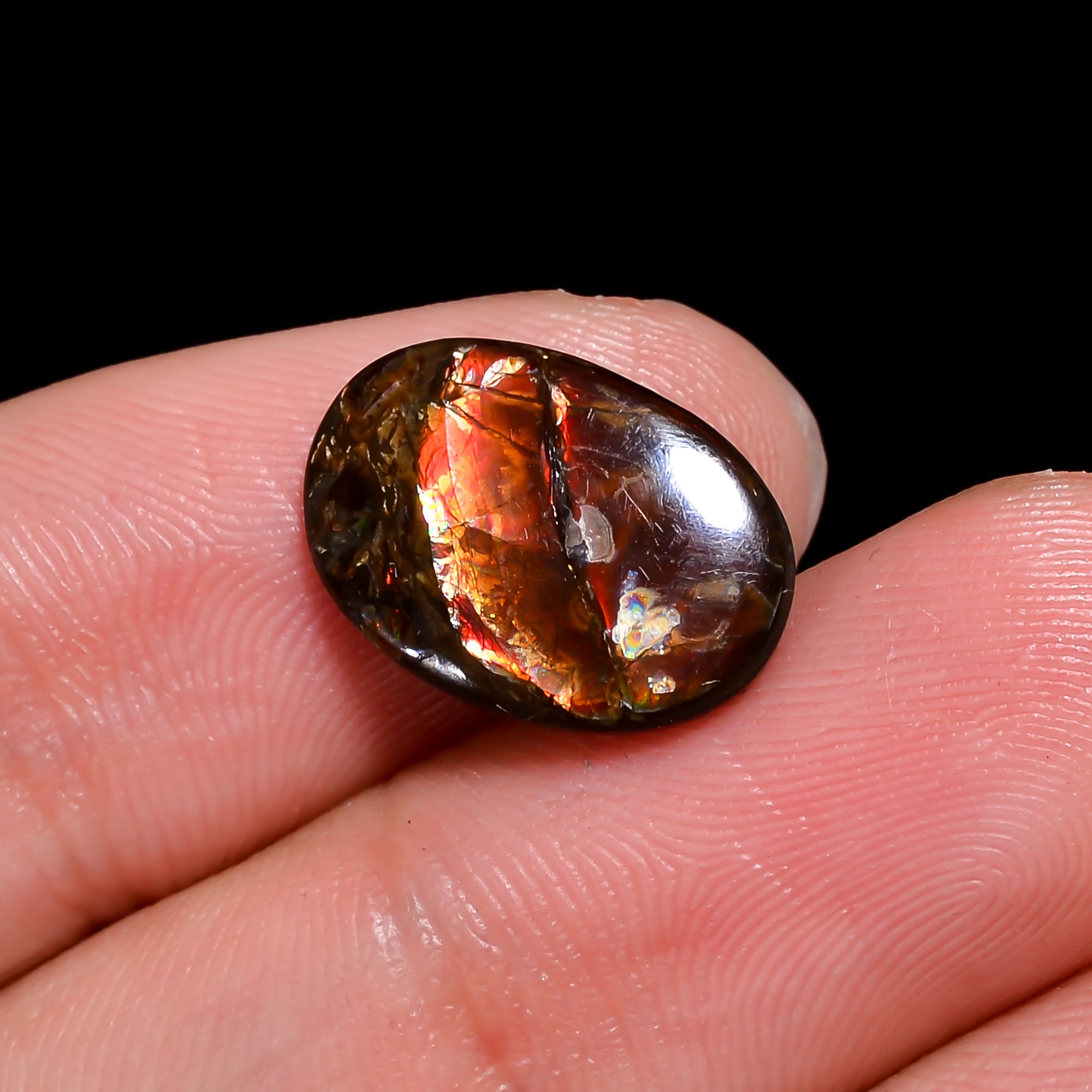 Natural Ammolite Oval Shape Cabochon Loose Gemstone For Making Jewelry 2.5 Ct. 14X10X2 mm Y-10245