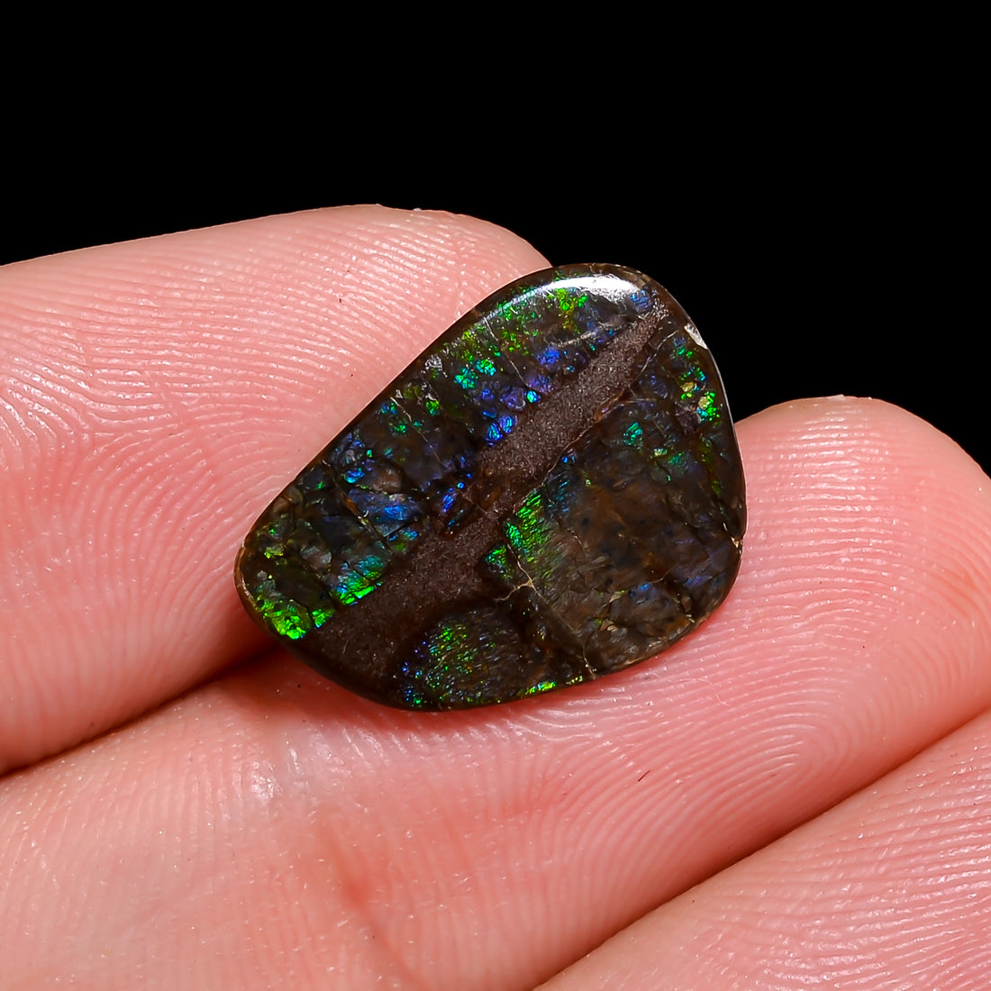 Natural Ammolite Fancy Shape Cabochon Loose Gemstone For Making Jewelry 6 Ct. 16X12X2 mm Y-10247