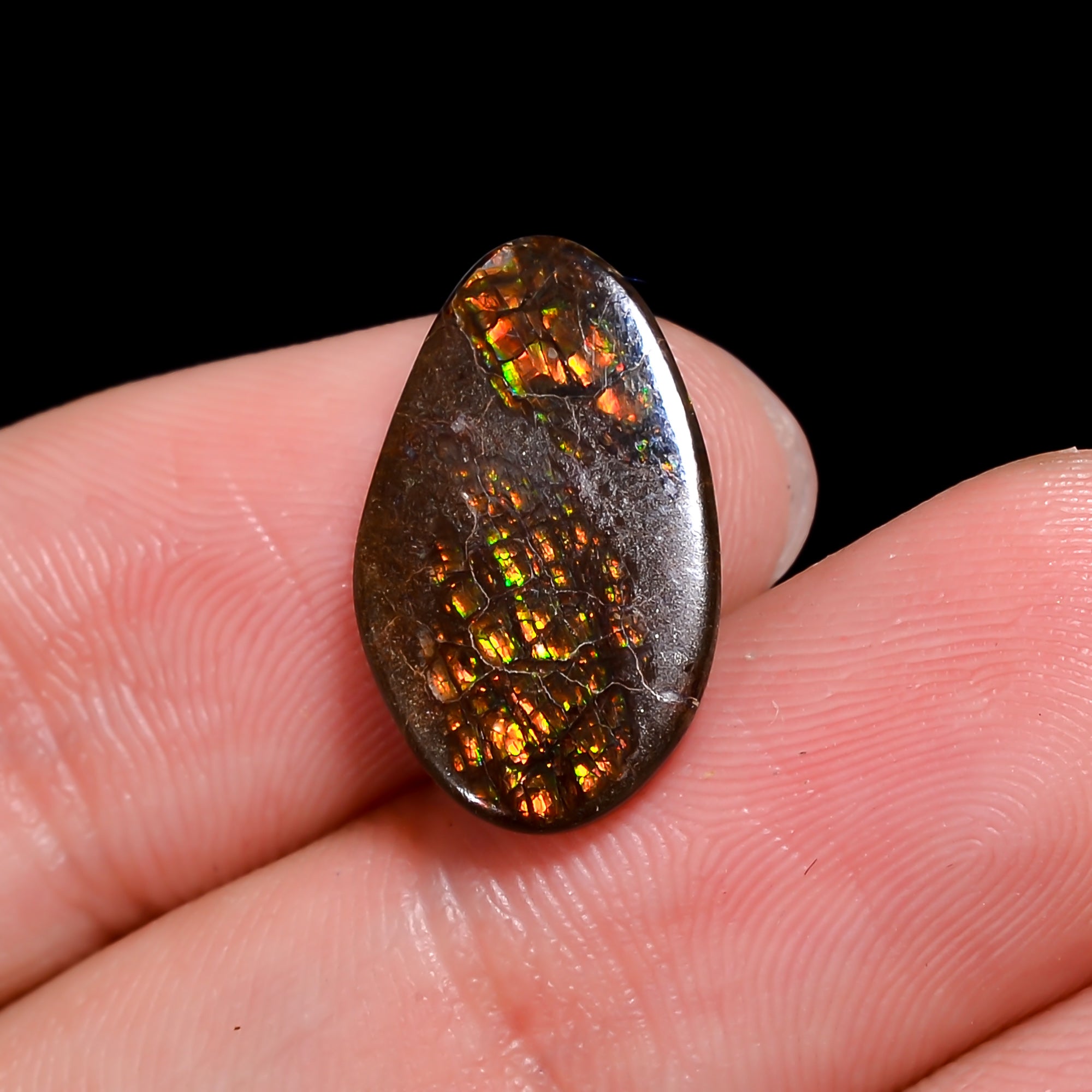 Natural Ammolite Fancy Shape Cabochon Loose Gemstone For Making Jewelry 5 Ct. 17X10X2 mm Y-10249