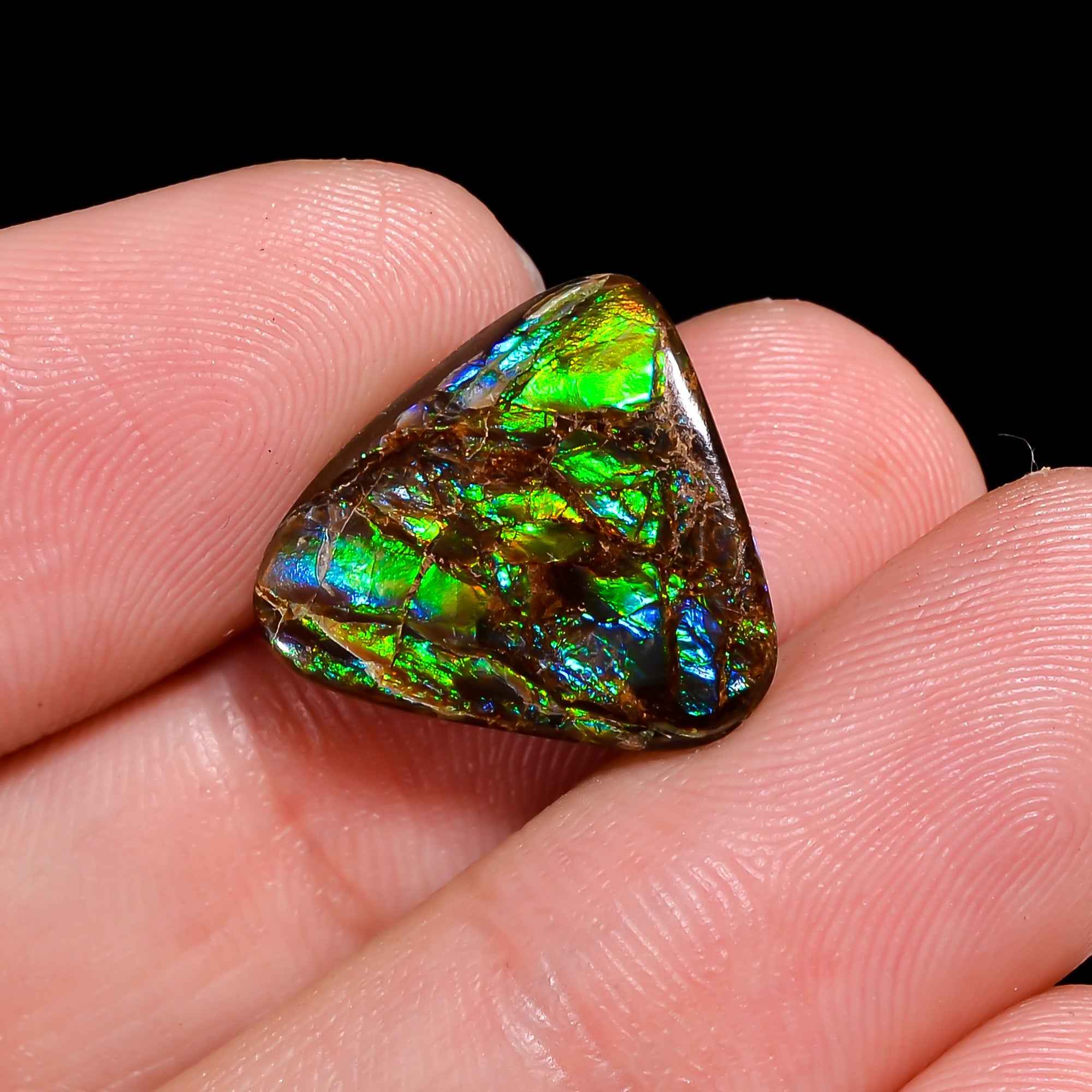 Natural Ammolite Triangle Shape Cabochon Loose Gemstone For Making Jewelry 7 Ct. 15X15X3 mm Y-10250