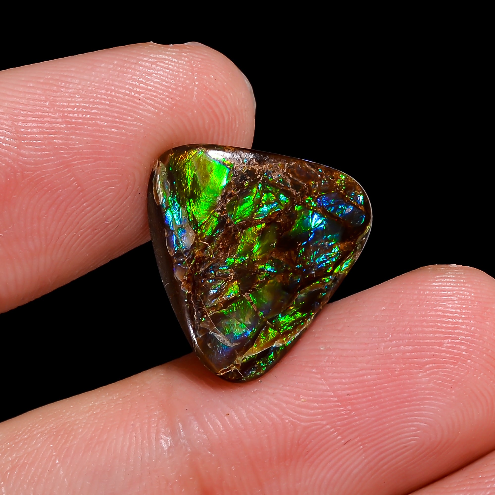 Natural Ammolite Triangle Shape Cabochon Loose Gemstone For Making Jewelry 7 Ct. 15X15X3 mm Y-10250