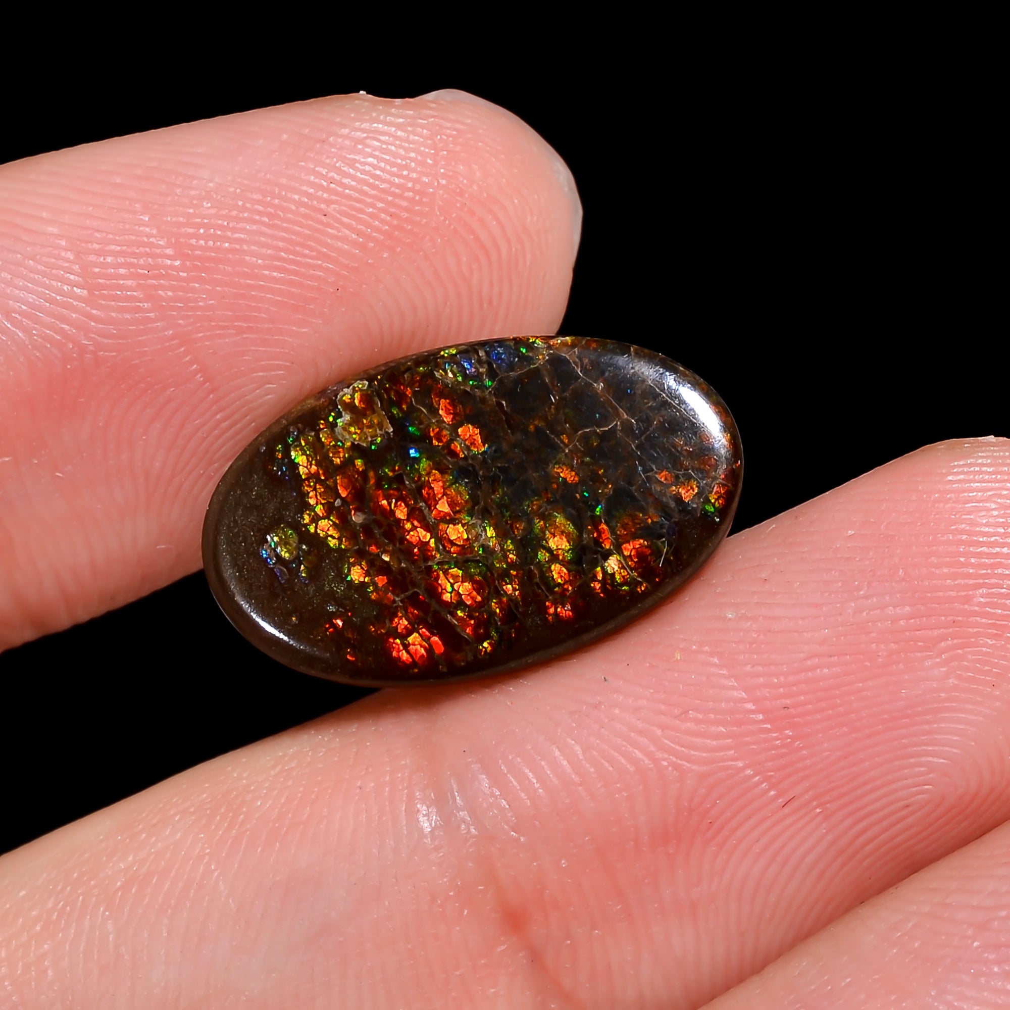 Natural Ammolite Oval Shape Cabochon Loose Gemstone For Making Jewelry 7 Ct. 18X11X3 mm Y-10253