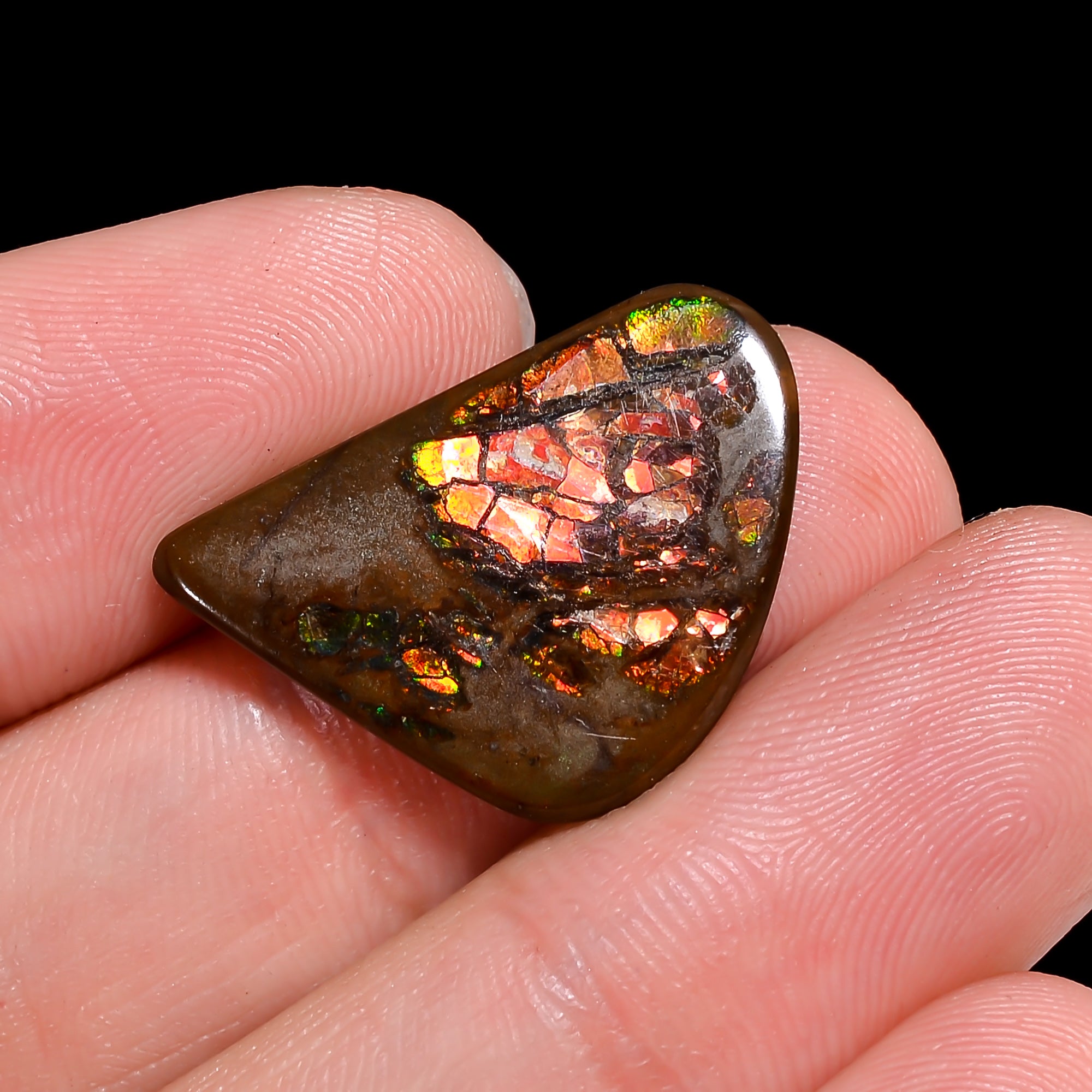 Natural Ammolite Fancy Shape Cabochon Loose Gemstone For Making Jewelry 10.5 Ct. 23X15X3 mm Y-10254