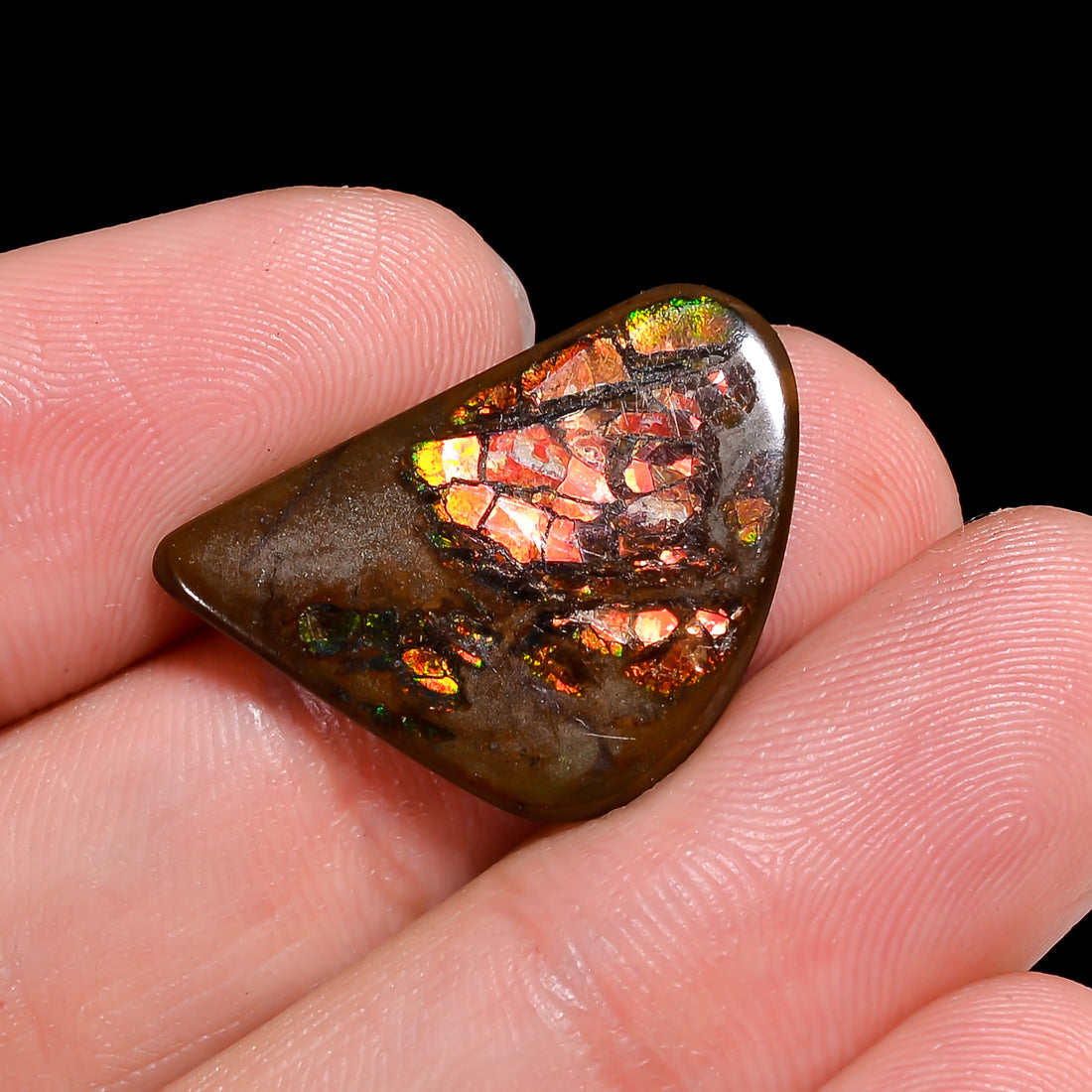 Natural Ammolite Fancy Shape Cabochon Loose Gemstone For Making Jewelry 10.5 Ct. 23X15X3 mm Y-10254