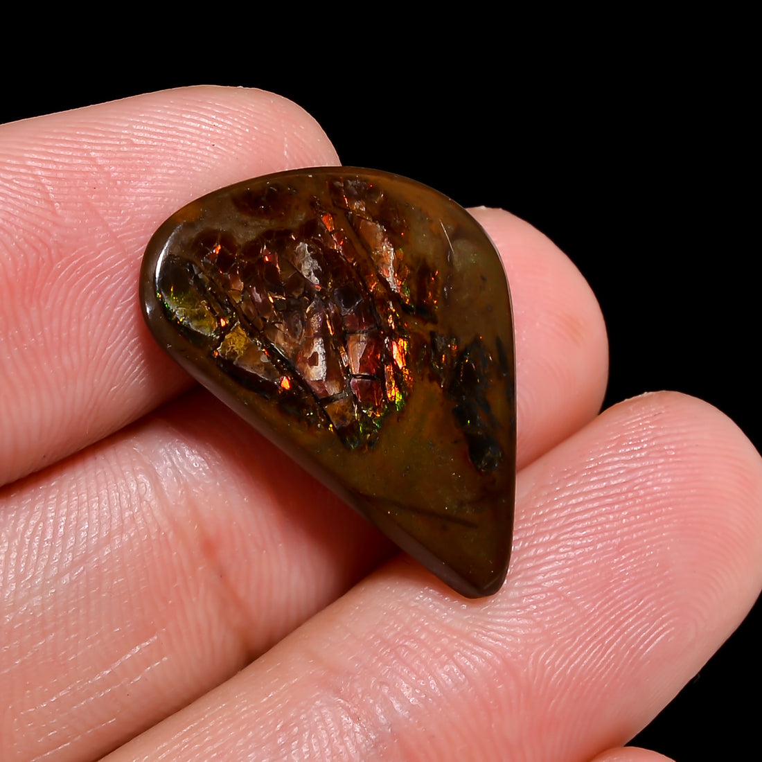 Natural Ammolite Fancy Shape Cabochon Loose Gemstone For Making Jewelry 10.5 Ct. 23X15X3 mm Y-10254