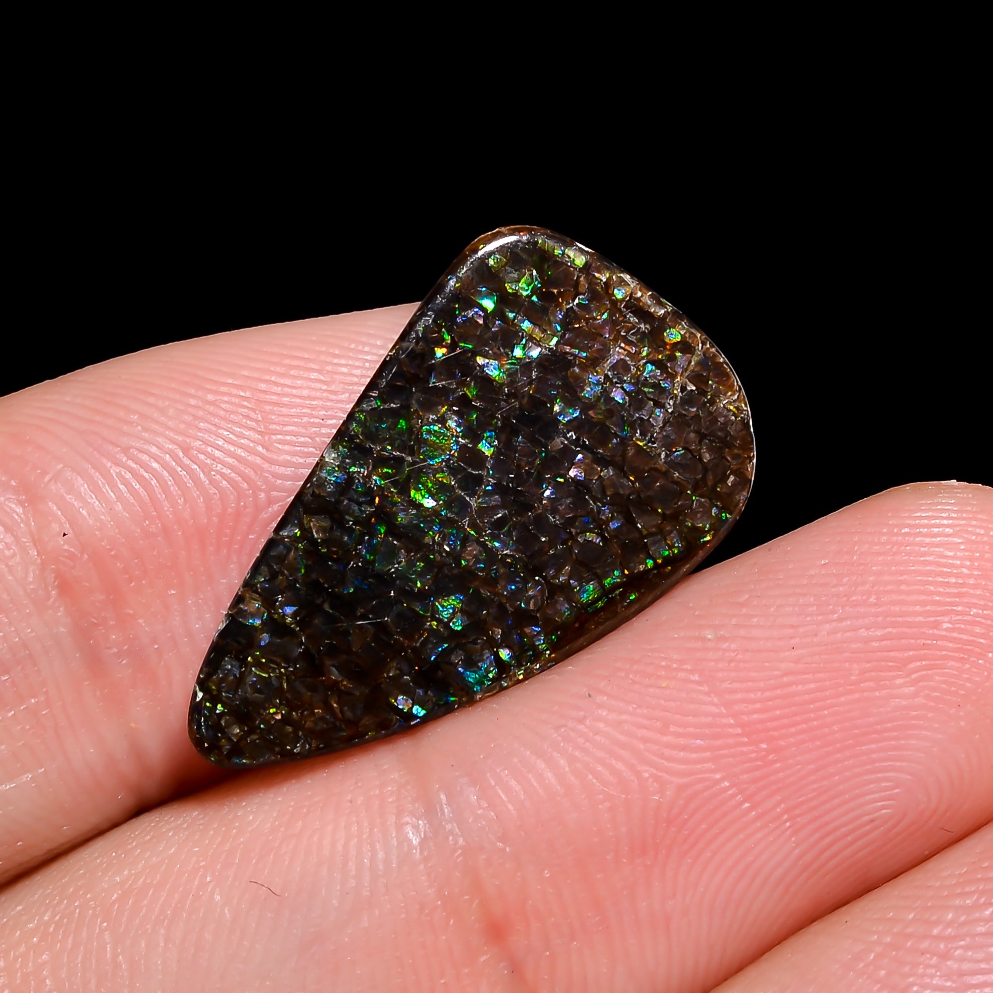 Natural Ammolite Fancy Shape Cabochon Loose Gemstone For Making Jewelry 4 Ct. 23X13X1 mm Y-10256
