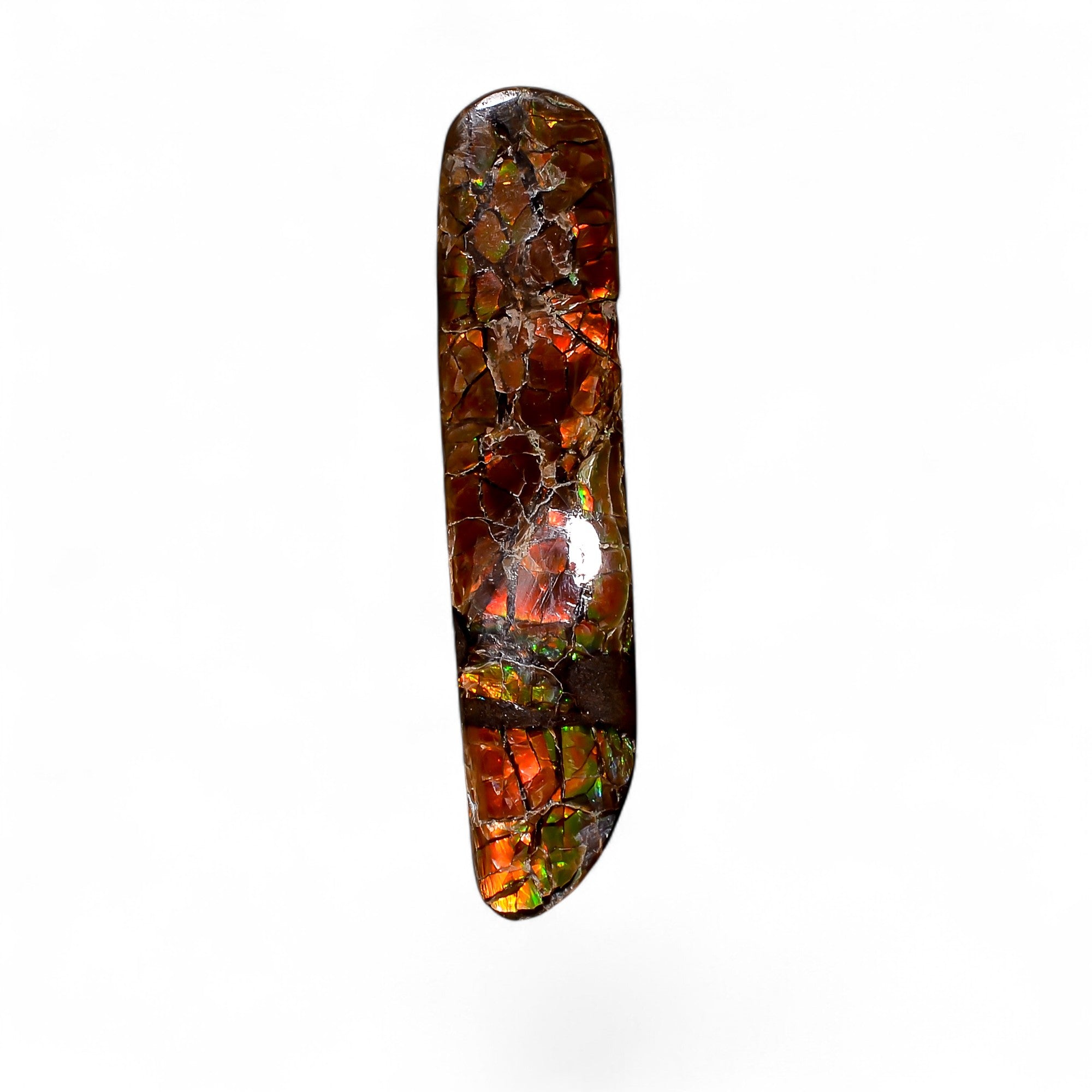 Natural Ammolite Fancy Shape Cabochon Loose Gemstone For Making Jewelry 10.5 Ct. 35X7X3 mm Y-10257