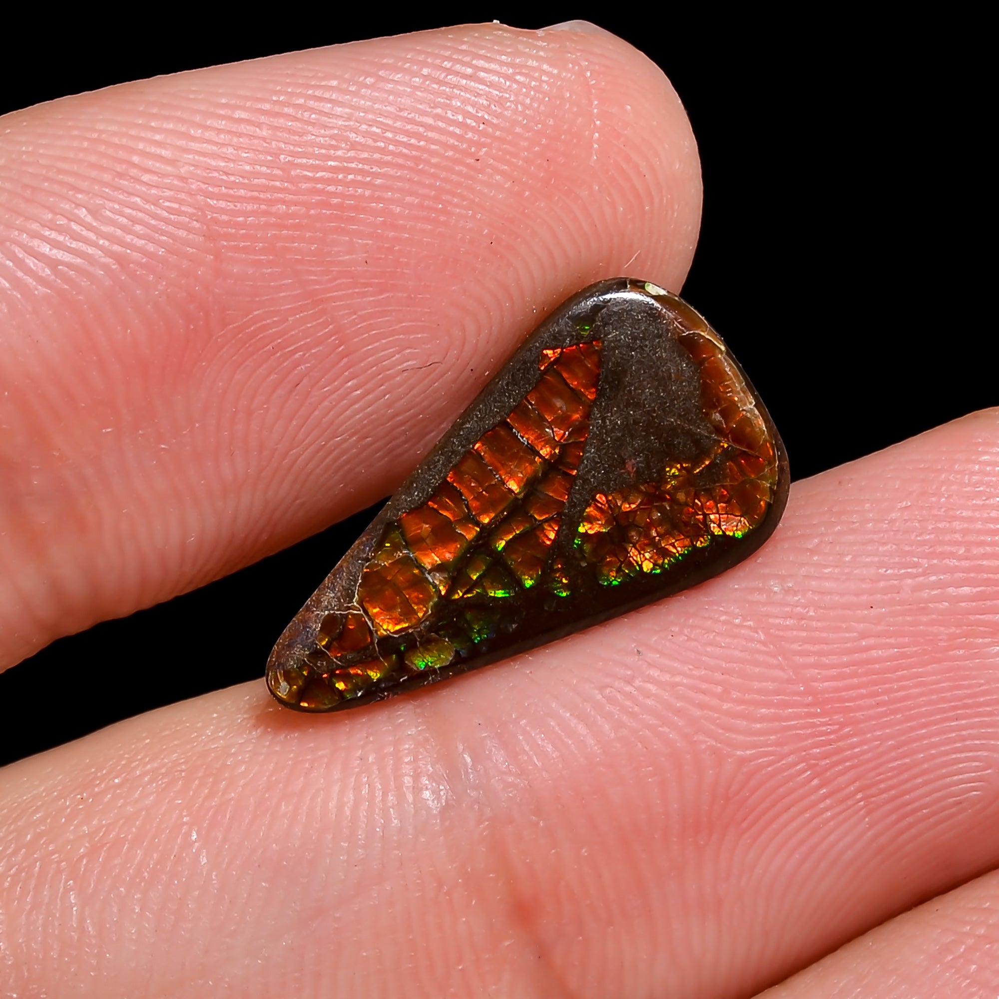 Natural Ammolite Pear Shape Cabochon Loose Gemstone For Making Jewelry 3 Ct. 17X9X2 mm Y-10259