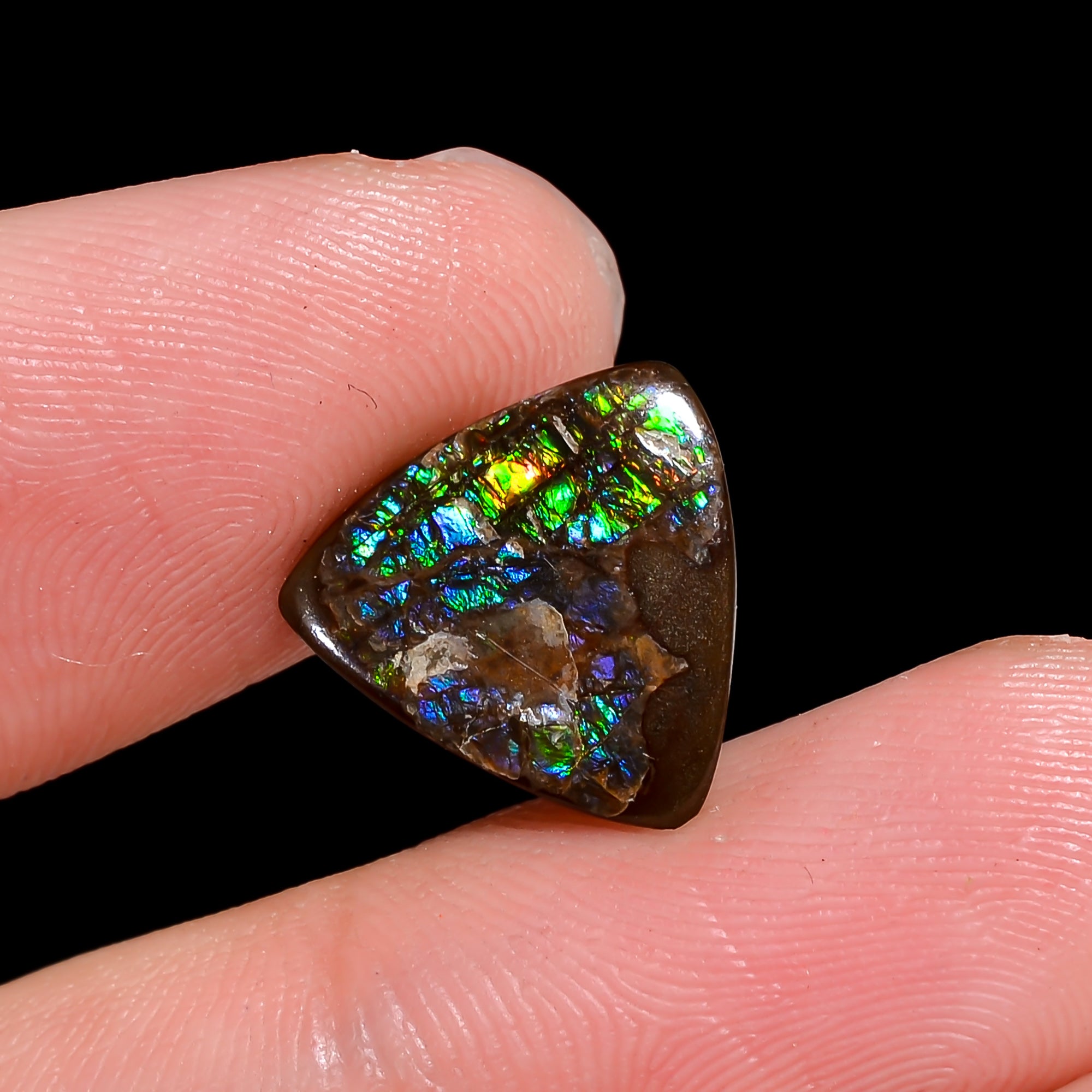 Natural Ammolite Triangle Shape Cabochon Loose Gemstone For Making Jewelry 2.5 Ct. 12X12X1 mm Y-10261