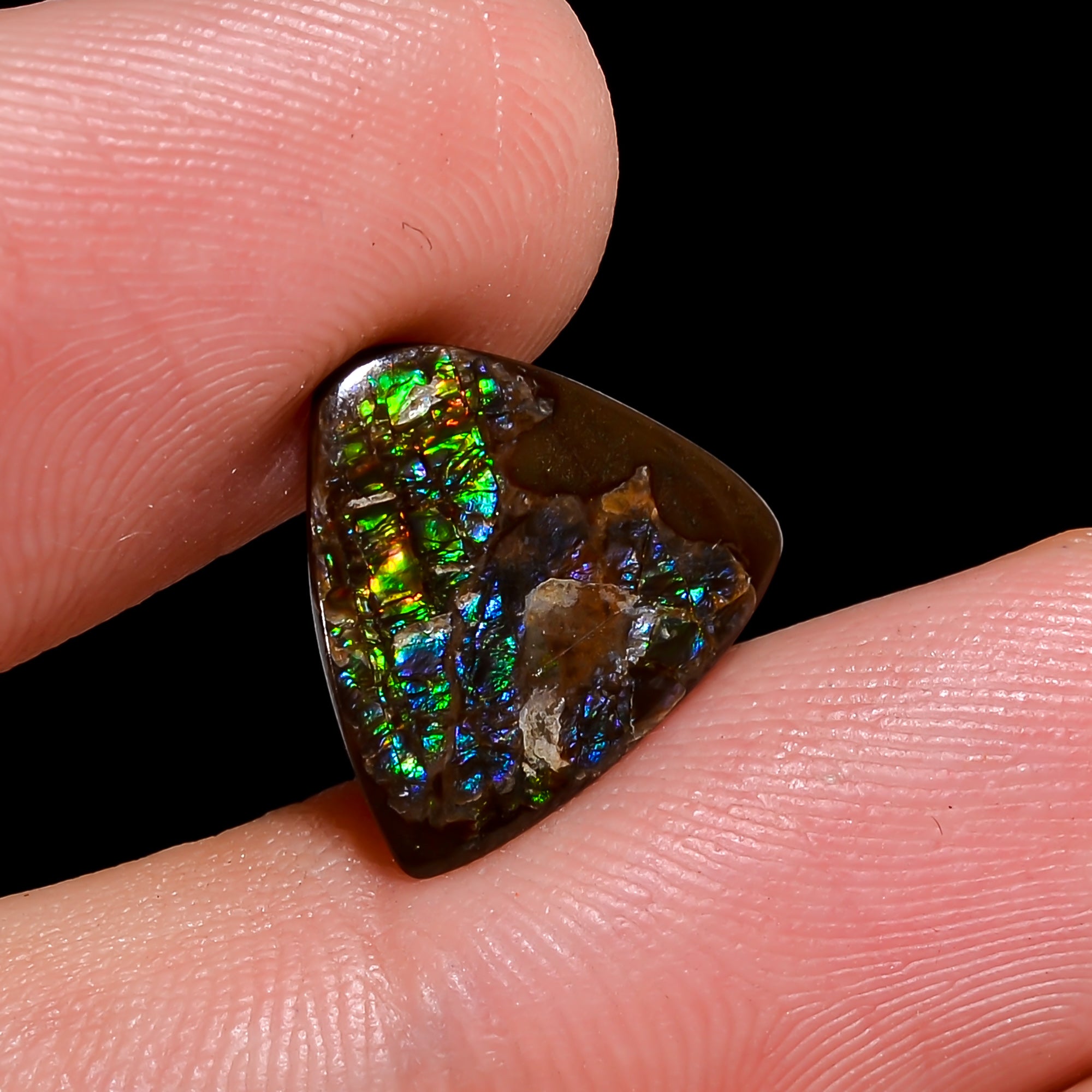 Natural Ammolite Triangle Shape Cabochon Loose Gemstone For Making Jewelry 2.5 Ct. 12X12X1 mm Y-10261