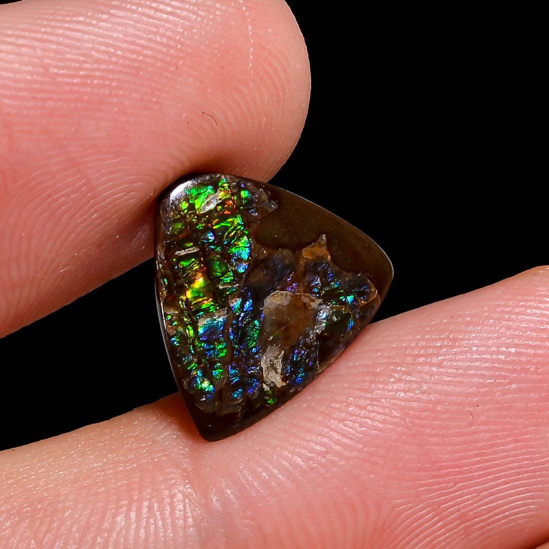 Natural Ammolite Triangle Shape Cabochon Loose Gemstone For Making Jewelry 2.5 Ct. 12X12X1 mm Y-10261