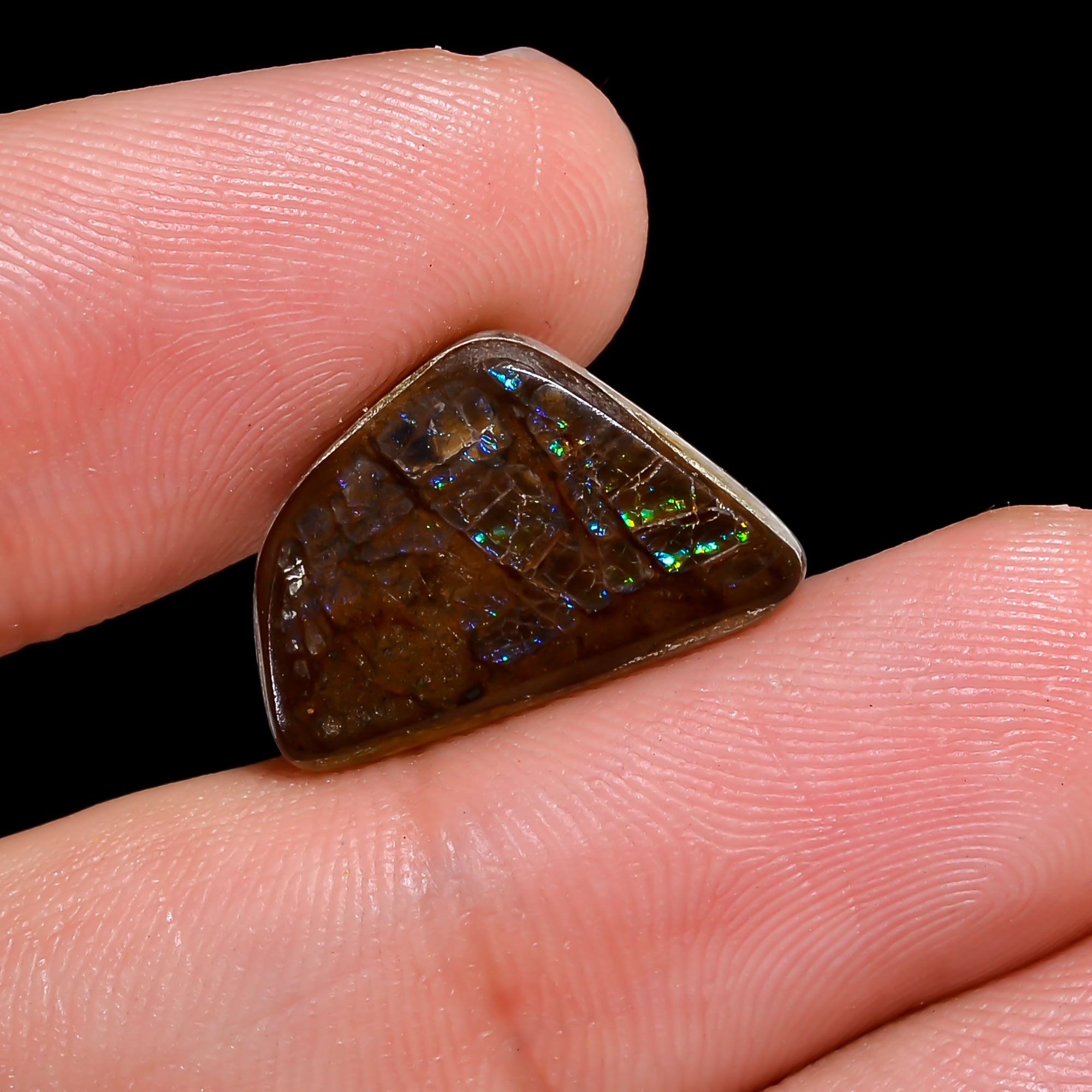 Natural Ammolite Fancy Shape Cabochon Loose Gemstone For Making Jewelry 5 Ct. 16X11X3 mm Y-10263