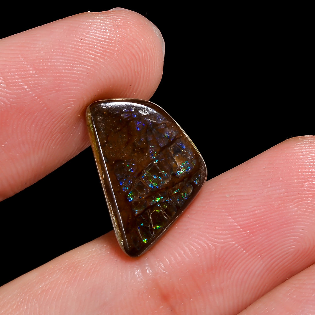 Natural Ammolite Fancy Shape Cabochon Loose Gemstone For Making Jewelry 5 Ct. 16X11X3 mm Y-10263