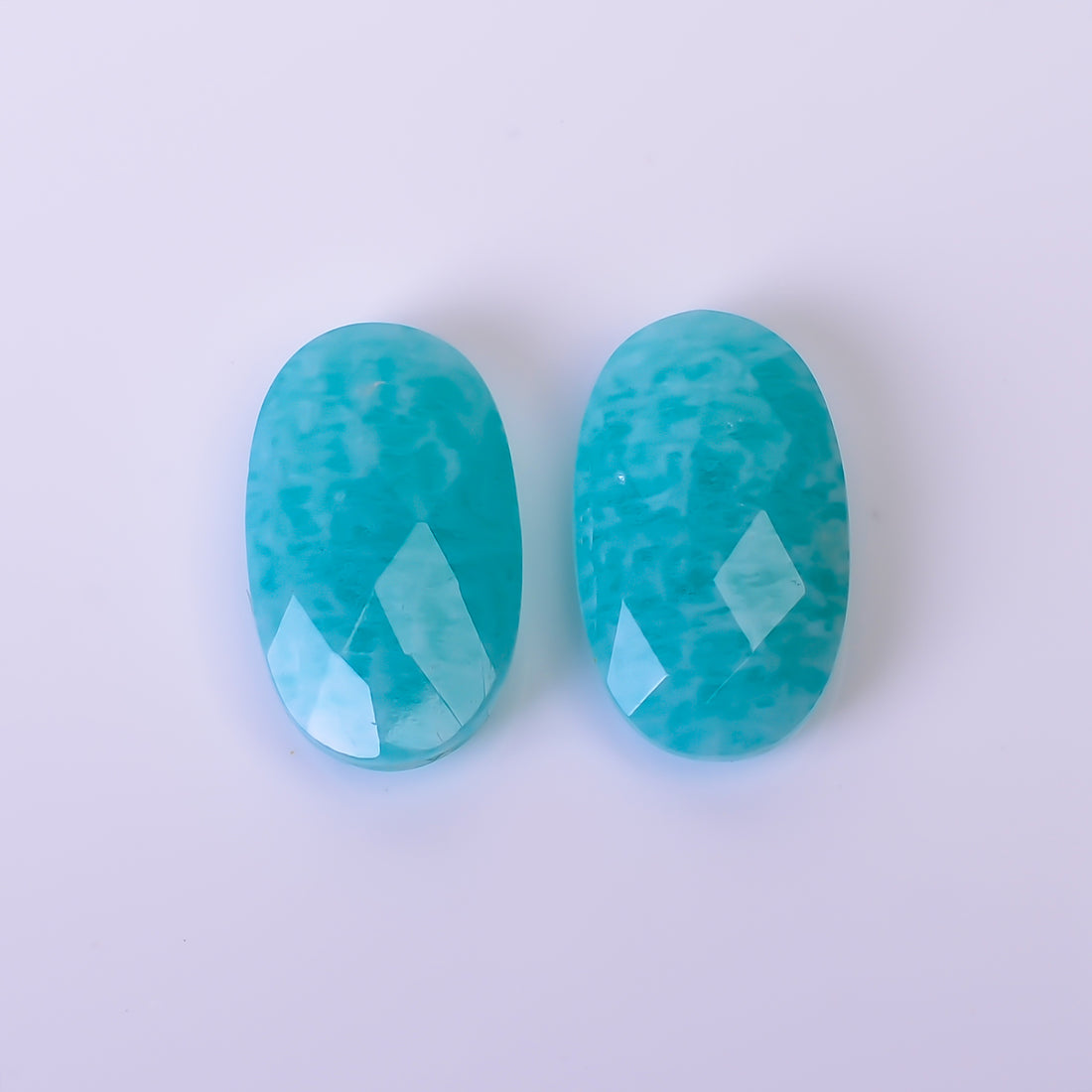 Natural Amazonite Oval Shape Faceted Loose Gemstone Pair For Making Earrings 15 Ct. 17X10X5 mm Y-10381