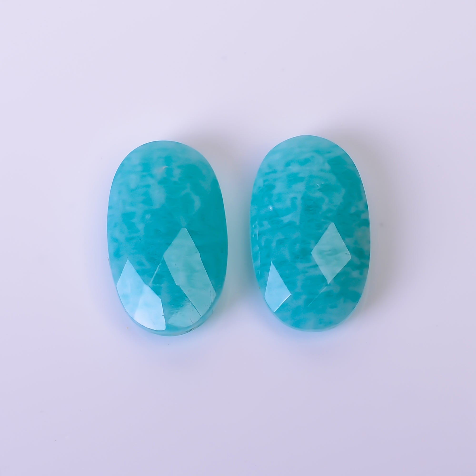 Natural Amazonite Oval Shape Faceted Loose Gemstone Pair For Making Earrings 15 Ct. 17X10X5 mm Y-10381