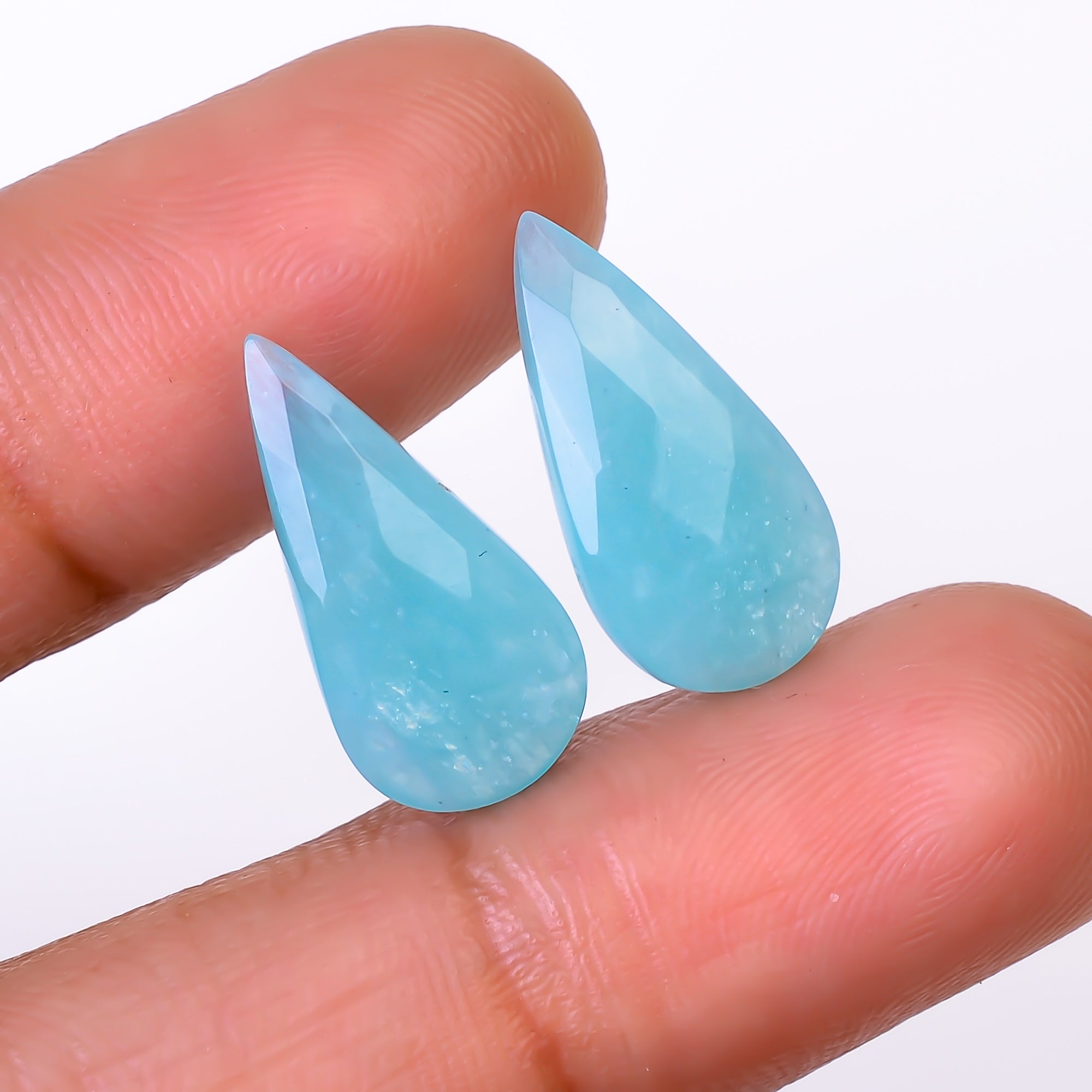 Natural Amazonite Pear Shape Faceted Loose Gemstone Pair For Making Earrings 9 Ct. 18X8X4 mm Y-10384