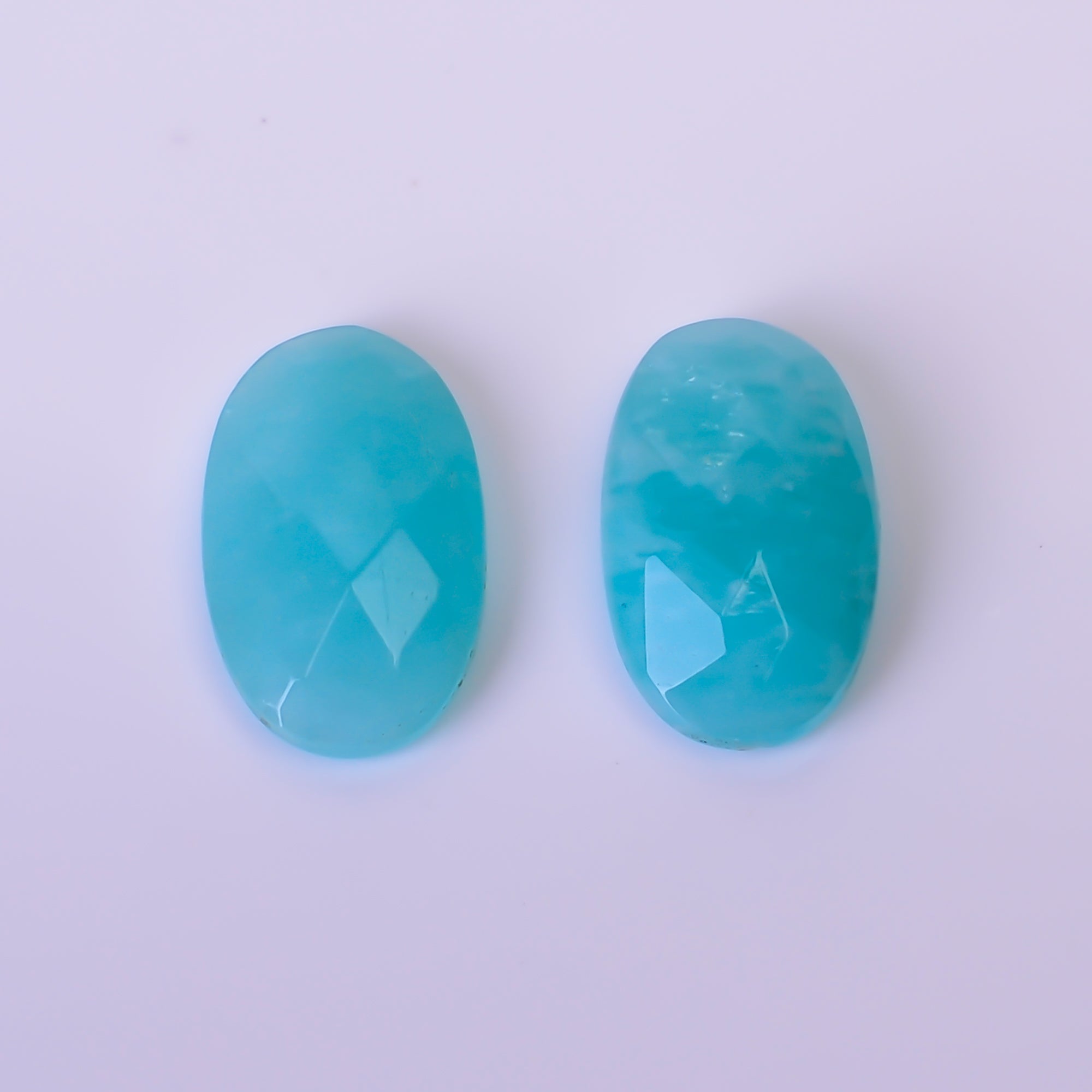 Natural Amazonite Oval Shape Faceted Loose Gemstone Pair For Making Earrings 3 Ct. 10X6X3 mm Y-10386
