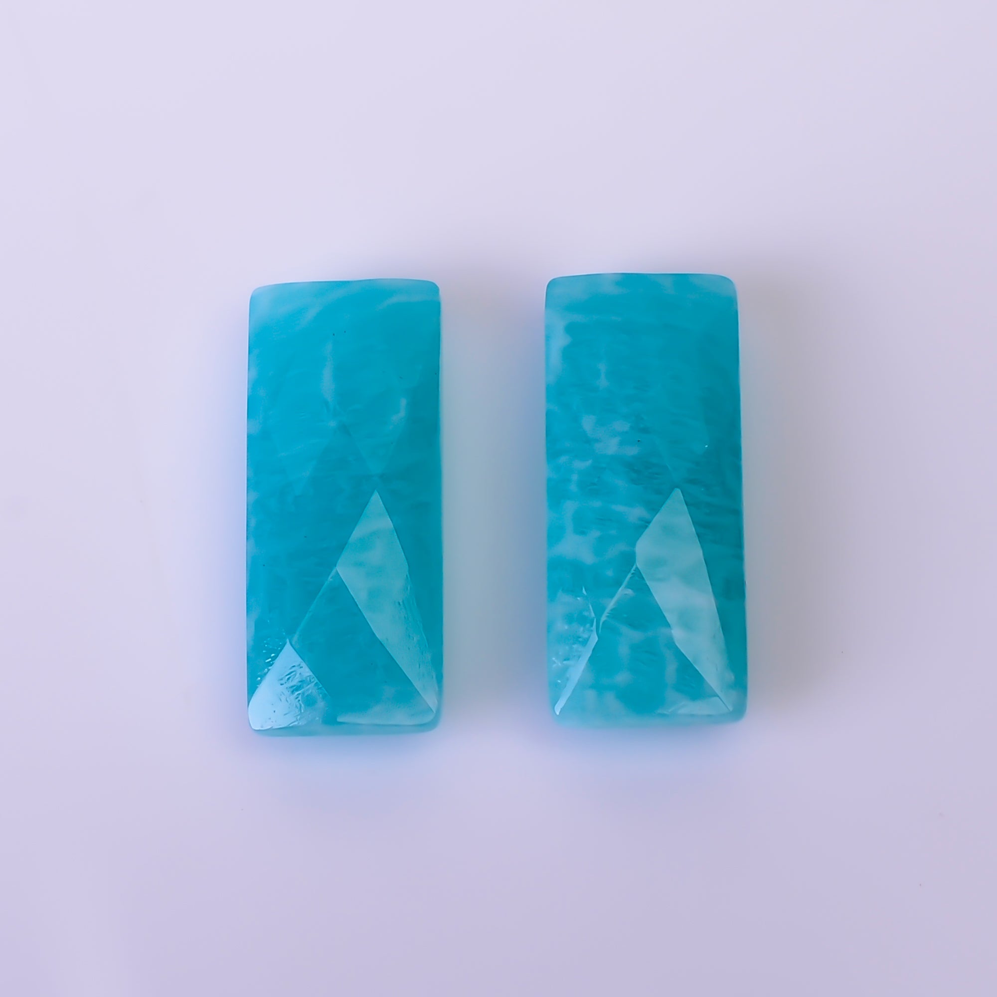 Natural Amazonite Radiant Shape Faceted Loose Gemstone Pair For Making Earrings 19.5 Ct. 20X8X6 mm Y-10387