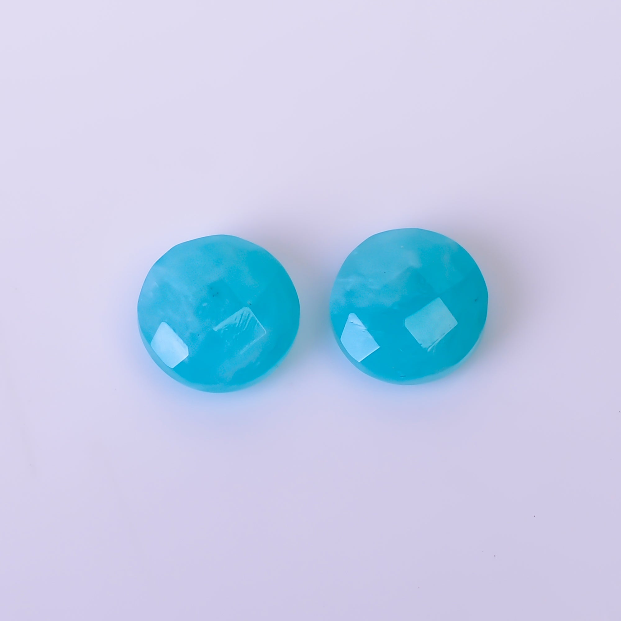 Natural Amazonite Round Shape Faceted Loose Gemstone Pair For Making Earrings 3.5 Ct. 7X7X4 mm Y-10388