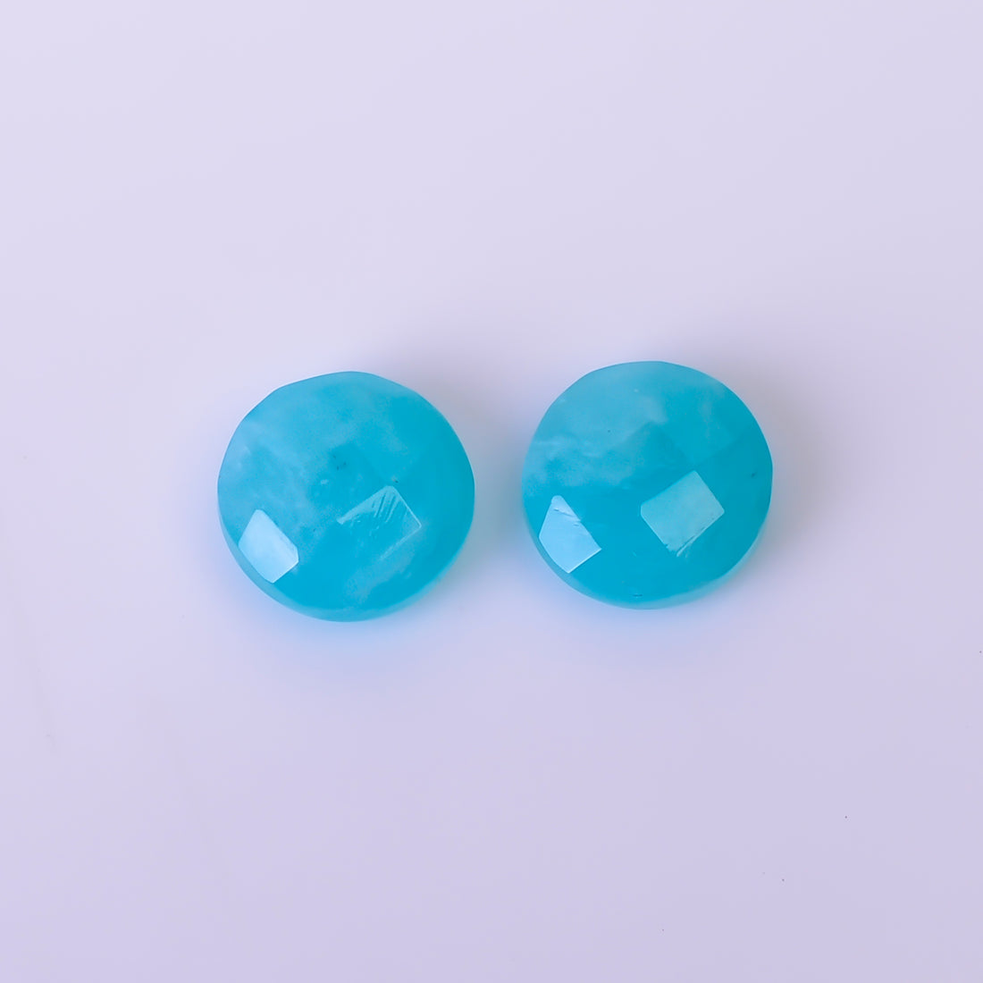 Natural Amazonite Round Shape Faceted Loose Gemstone Pair For Making Earrings 3.5 Ct. 7X7X4 mm Y-10388