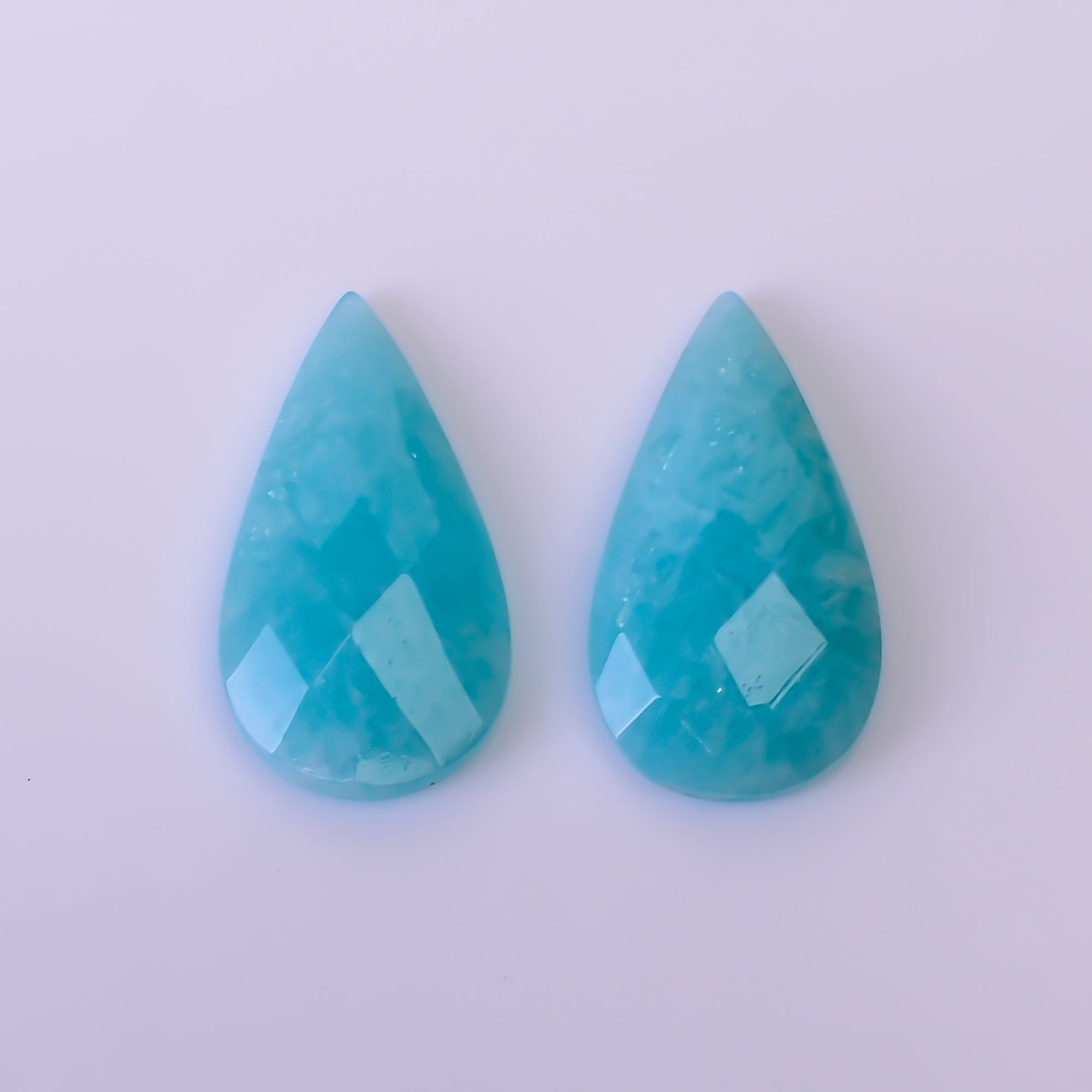 Natural Amazonite Pear Shape Faceted Loose Gemstone Pair For Making Earrings 7 Ct. 17X9X3 mm Y-10389