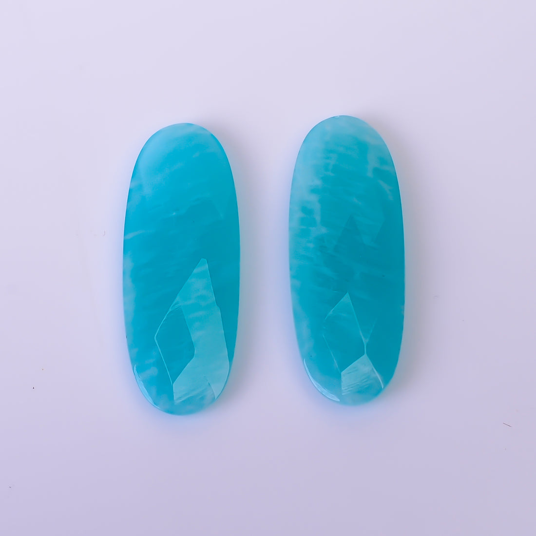 Natural Amazonite Oval Shape Faceted Loose Gemstone Pair For Making Earrings 11.5 Ct. 24X9X3 mm Y-10390