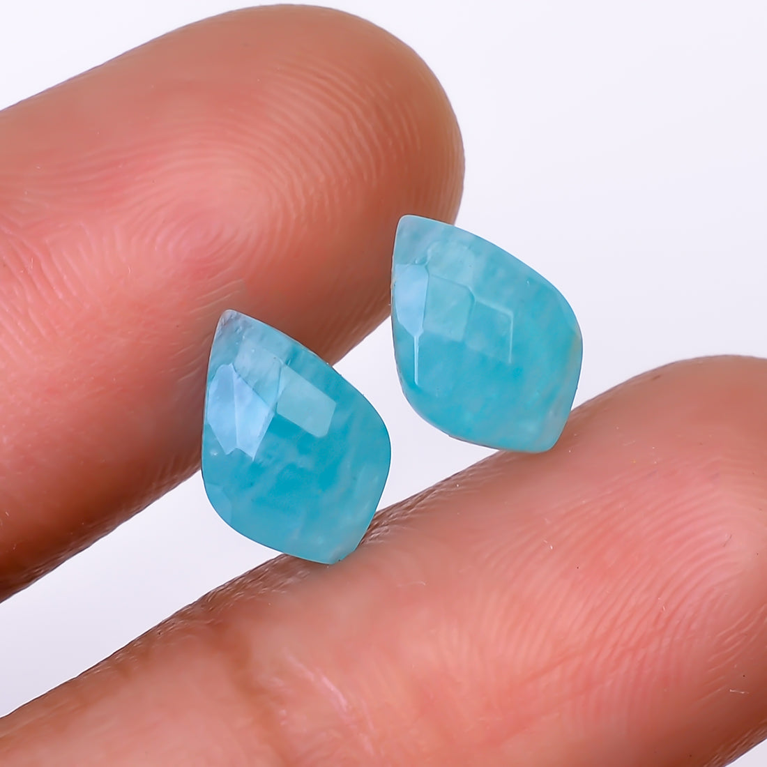 Natural Amazonite Shield Shape Faceted Loose Gemstone Pair For Making Earrings 2.5 Ct. 9X6X3 mm Y-10391