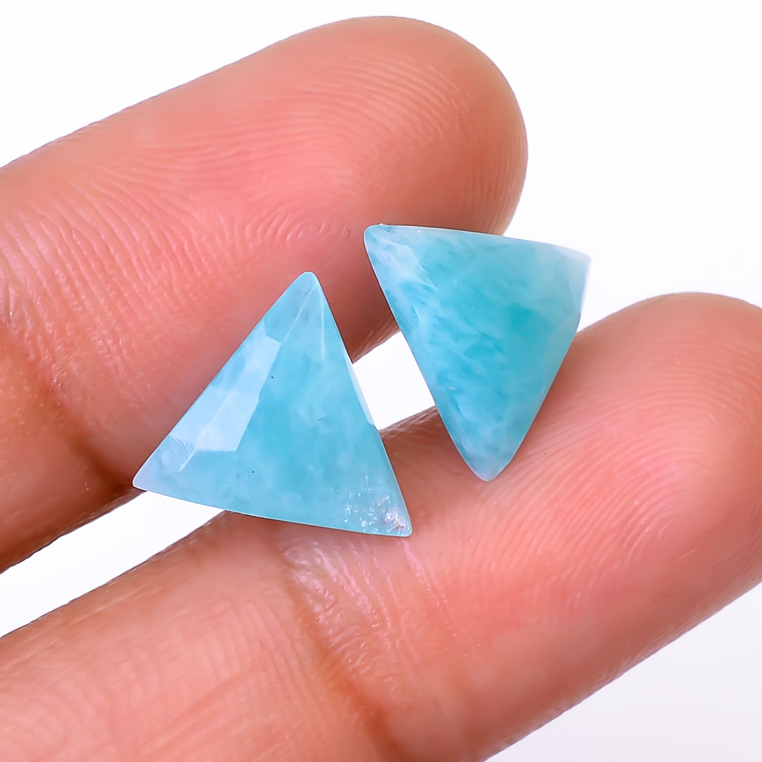 Natural Amazonite Triangle Shape Faceted Loose Gemstone Pair For Making Earrings 4.5 Ct. 10X10X3 mm Y-10394
