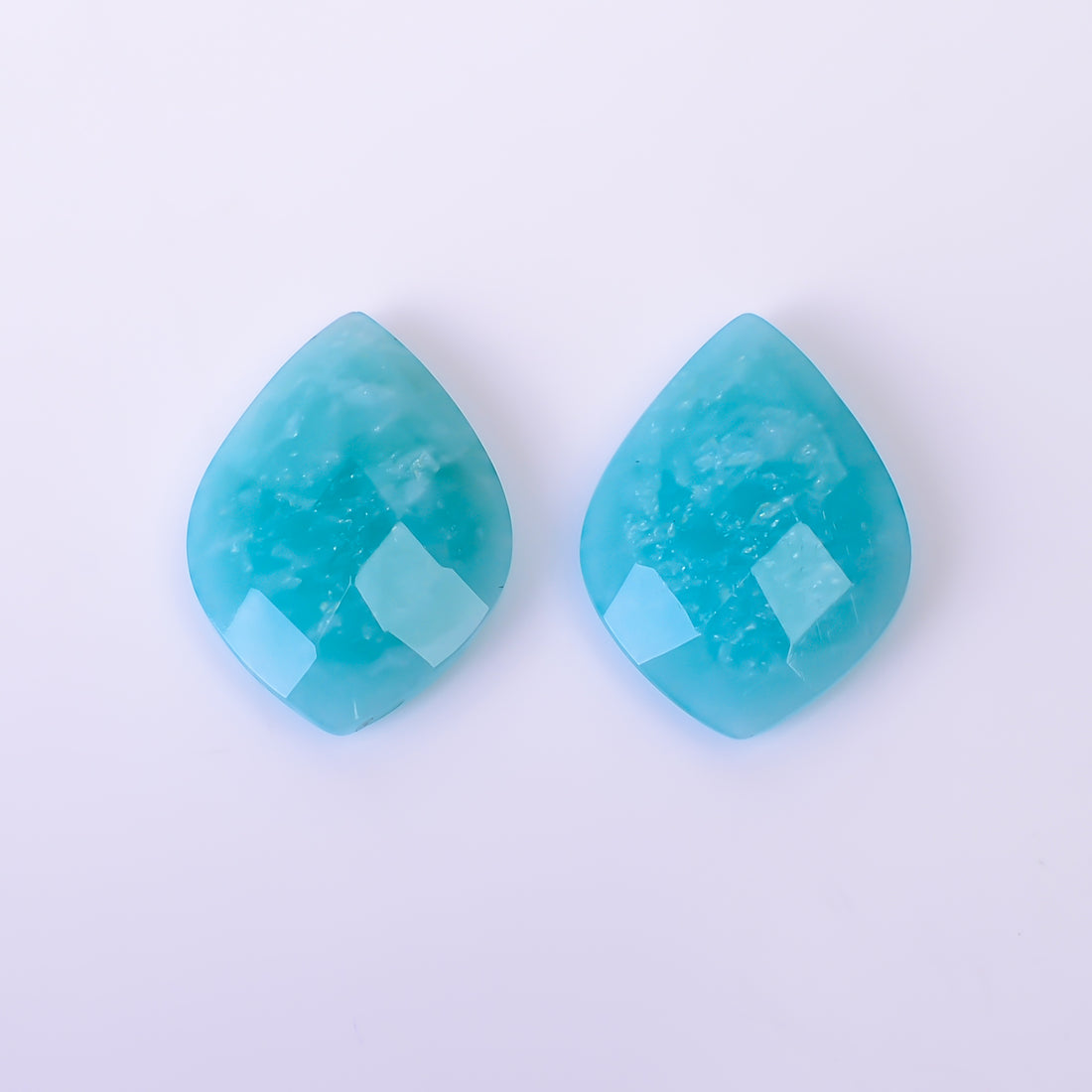 Natural Amazonite Shield Shape Faceted Loose Gemstone Pair For Making Earrings 12.5 Ct. 19X14X4 mm Y-10395
