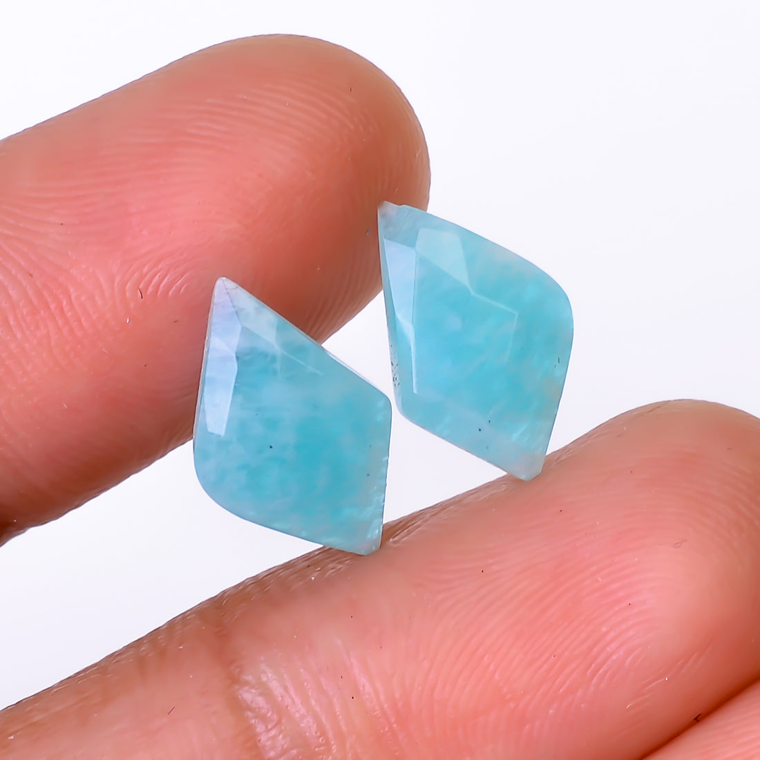 Natural Amazonite Fancy Shape Faceted Loose Gemstone Pair For Making Earrings 3.5 Ct. 13X7X3 mm Y-10397