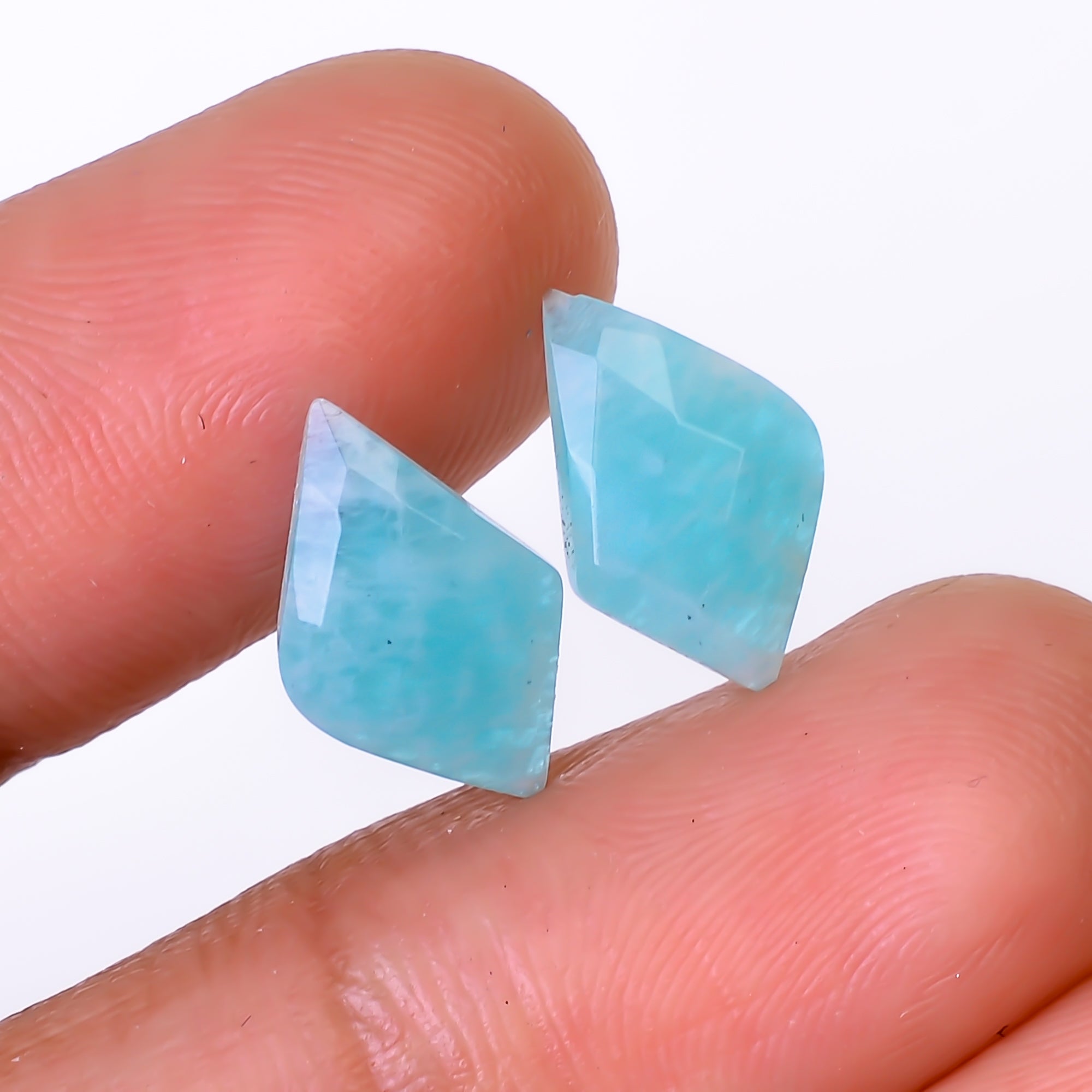 Natural Amazonite Fancy Shape Faceted Loose Gemstone Pair For Making Earrings 3.5 Ct. 13X7X3 mm Y-10397