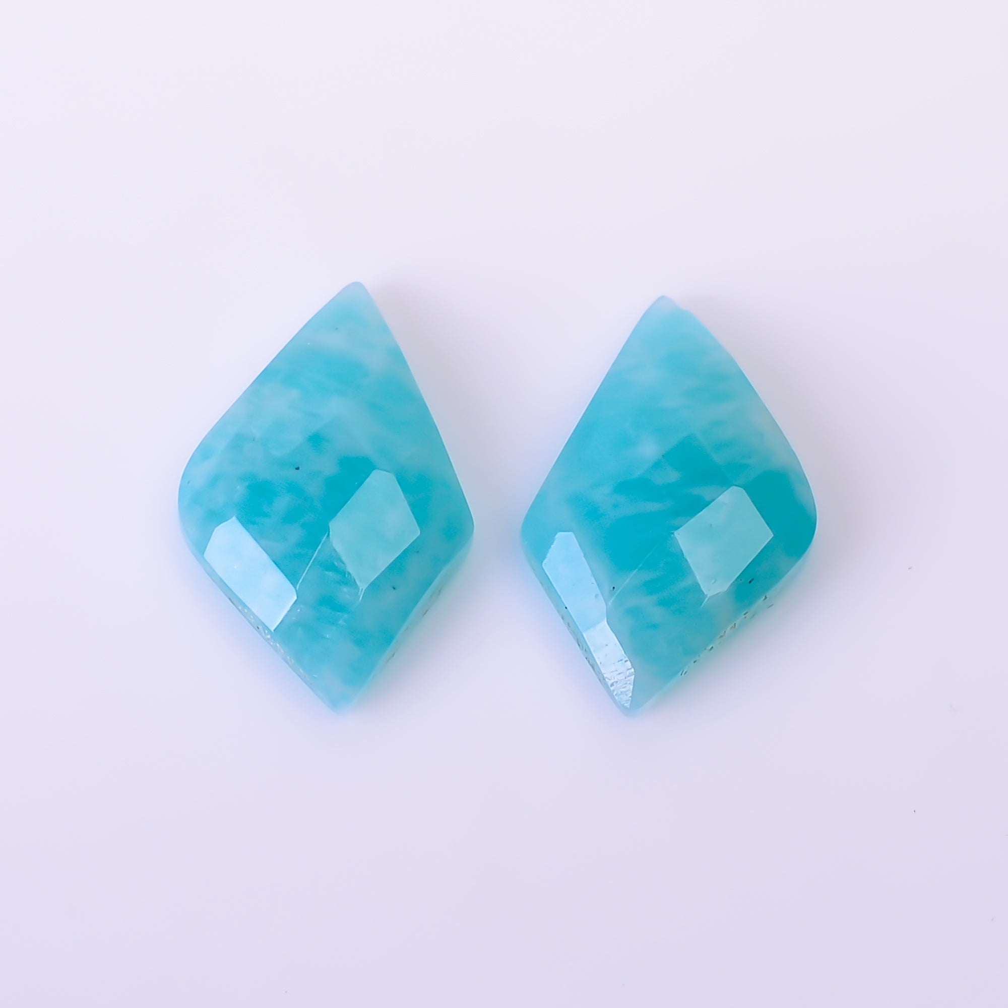 Natural Amazonite Fancy Shape Faceted Loose Gemstone Pair For Making Earrings 3.5 Ct. 13X7X3 mm Y-10397