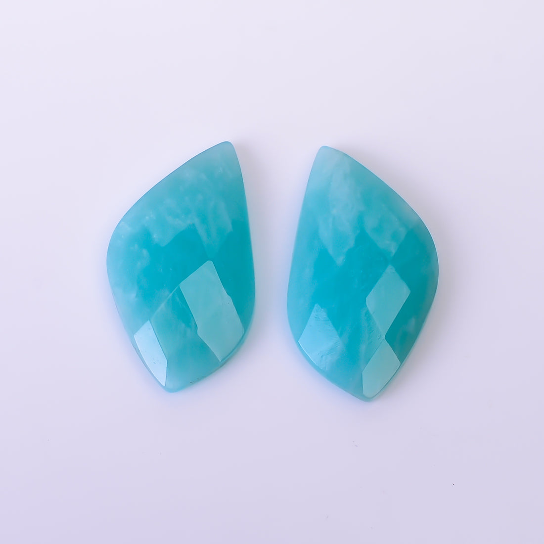 Natural Amazonite Fancy Shape Faceted Loose Gemstone Pair For Making Earrings 14.5 Ct. 23X12X4 mm Y-10398