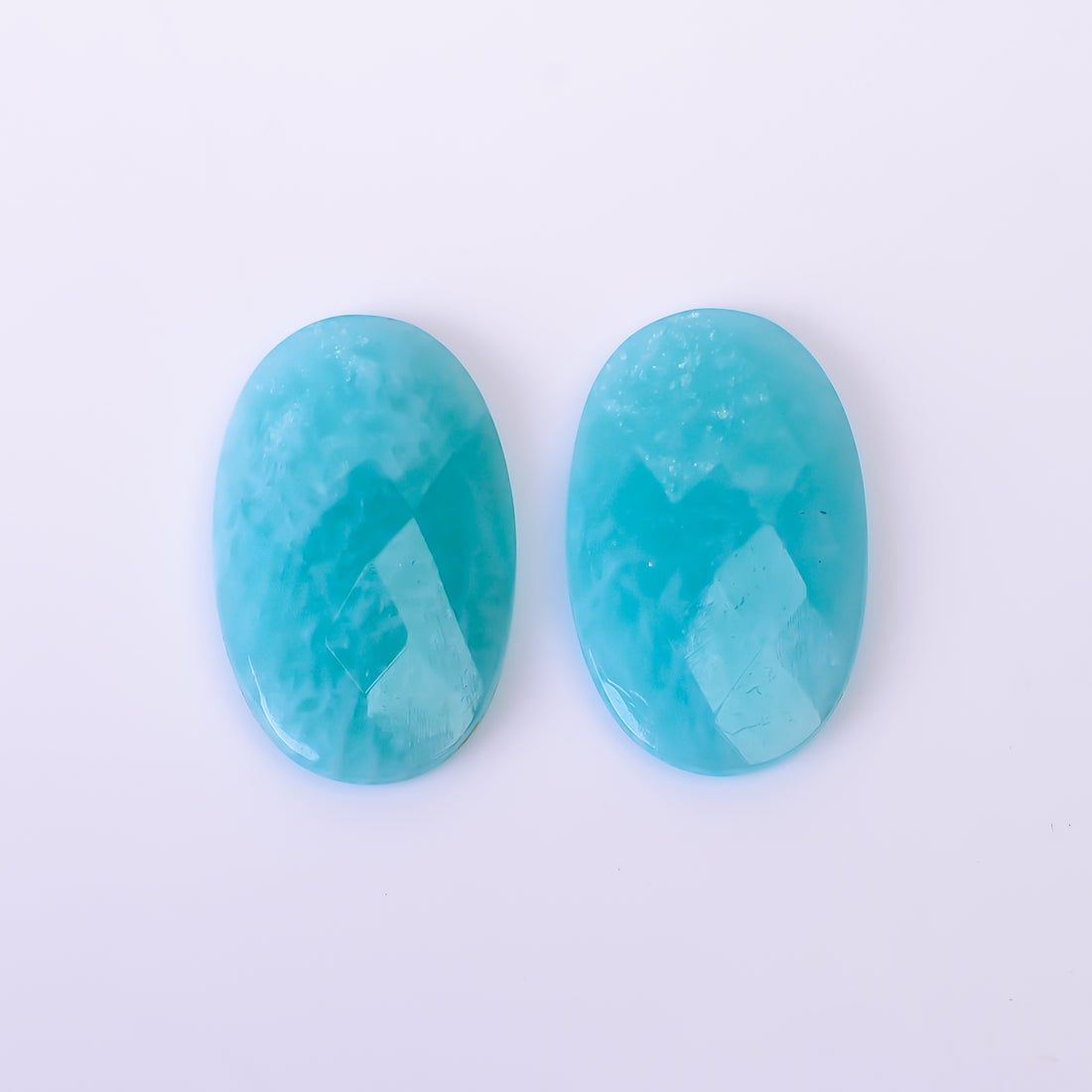 Natural Amazonite Oval Shape Faceted Loose Gemstone Pair For Making Earrings 20 Ct. 23X14X4 mm Y-10399