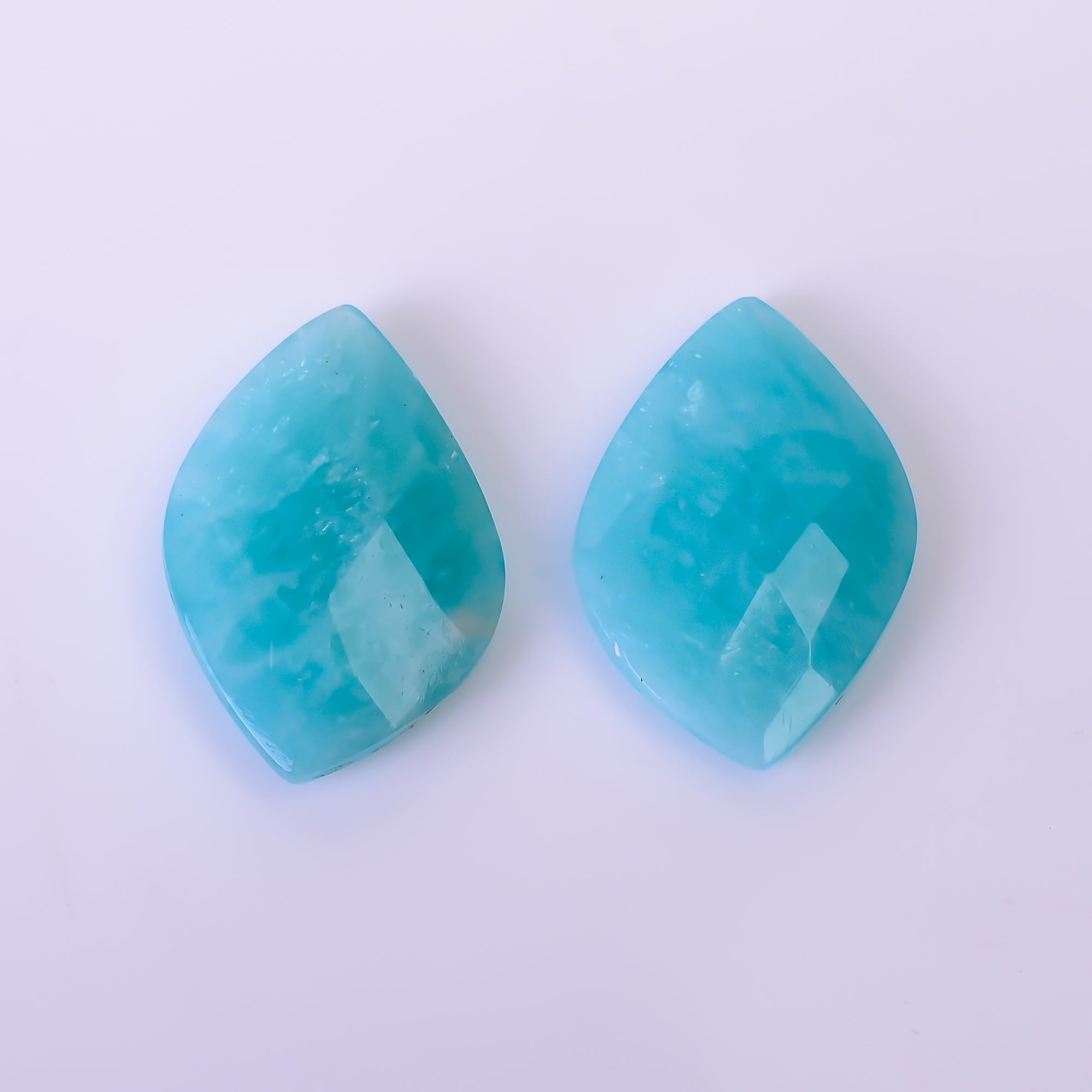 Natural Amazonite Fancy Shape Faceted Loose Gemstone Pair For Making Earrings 13 Ct. 19X13X4 mm Y-10400