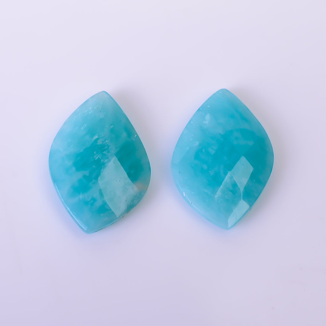 Natural Amazonite Fancy Shape Faceted Loose Gemstone Pair For Making Earrings 13 Ct. 19X13X4 mm Y-10400