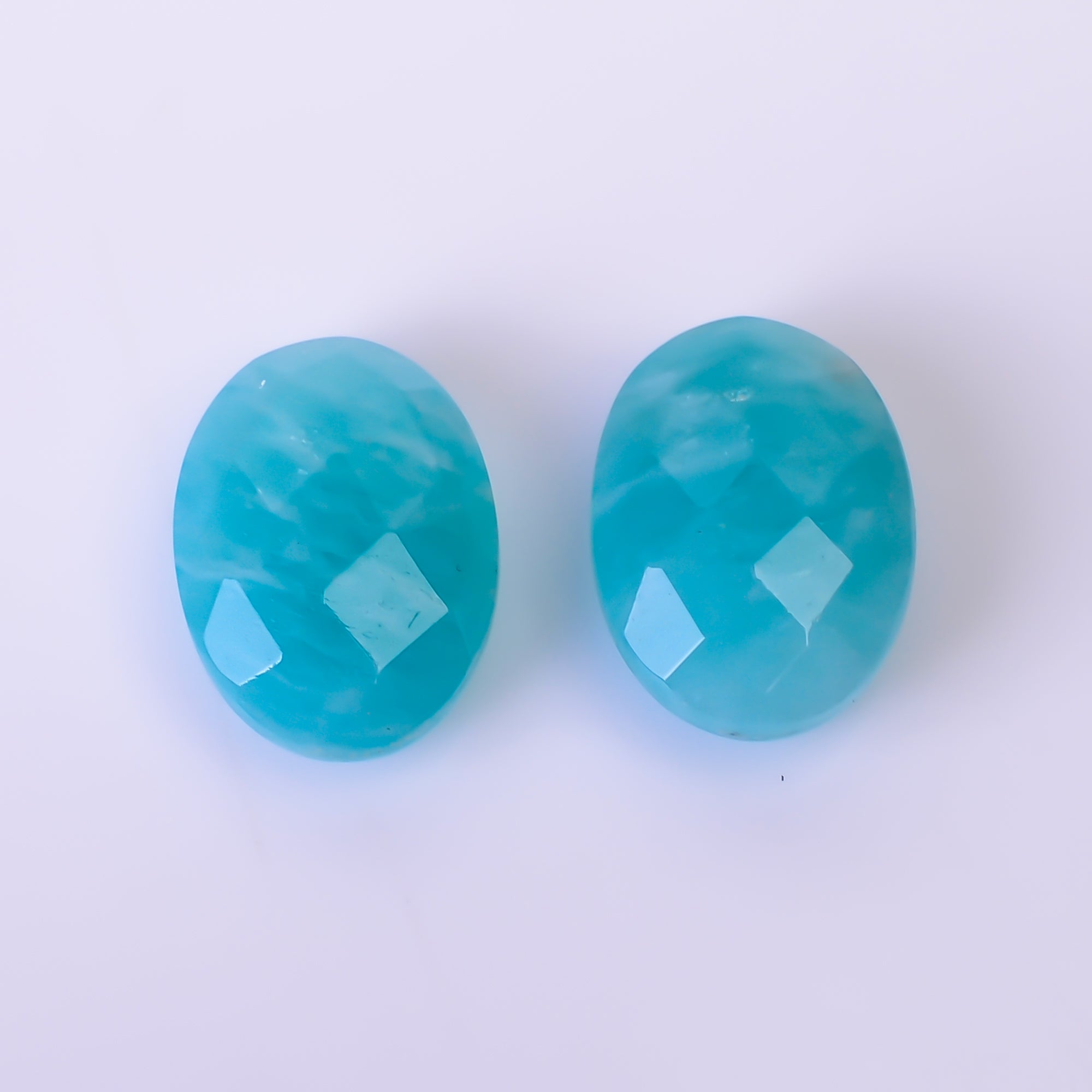 Natural Amazonite Oval Shape Faceted Loose Gemstone Pair For Making Earrings 10 Ct. 13X9X5 mm Y-10401