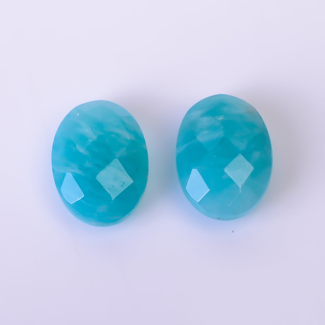 Natural Amazonite Oval Shape Faceted Loose Gemstone Pair For Making Earrings 10 Ct. 13X9X5 mm Y-10401