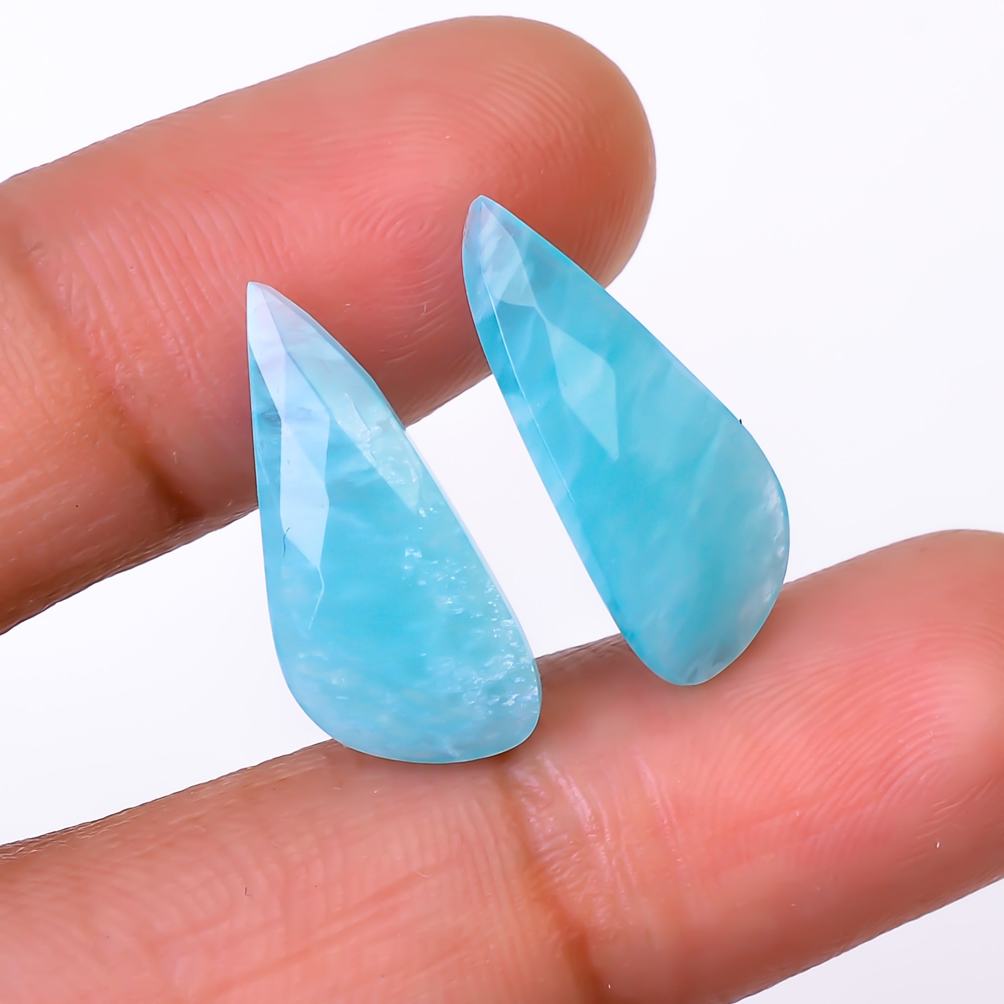 Natural Amazonite Fancy Shape Faceted Loose Gemstone Pair For Making Earrings 8 Ct. 18X8X3 mm Y-10402
