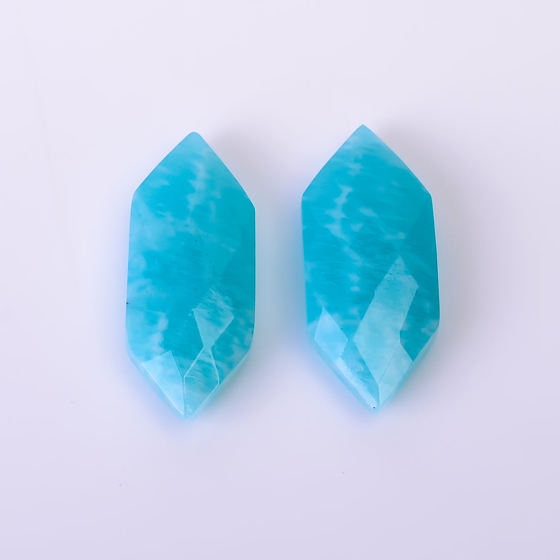 Natural Amazonite Fancy Shape Faceted Loose Gemstone Pair For Making Earrings 10.5 Ct. 20X8X4 mm Y-10403