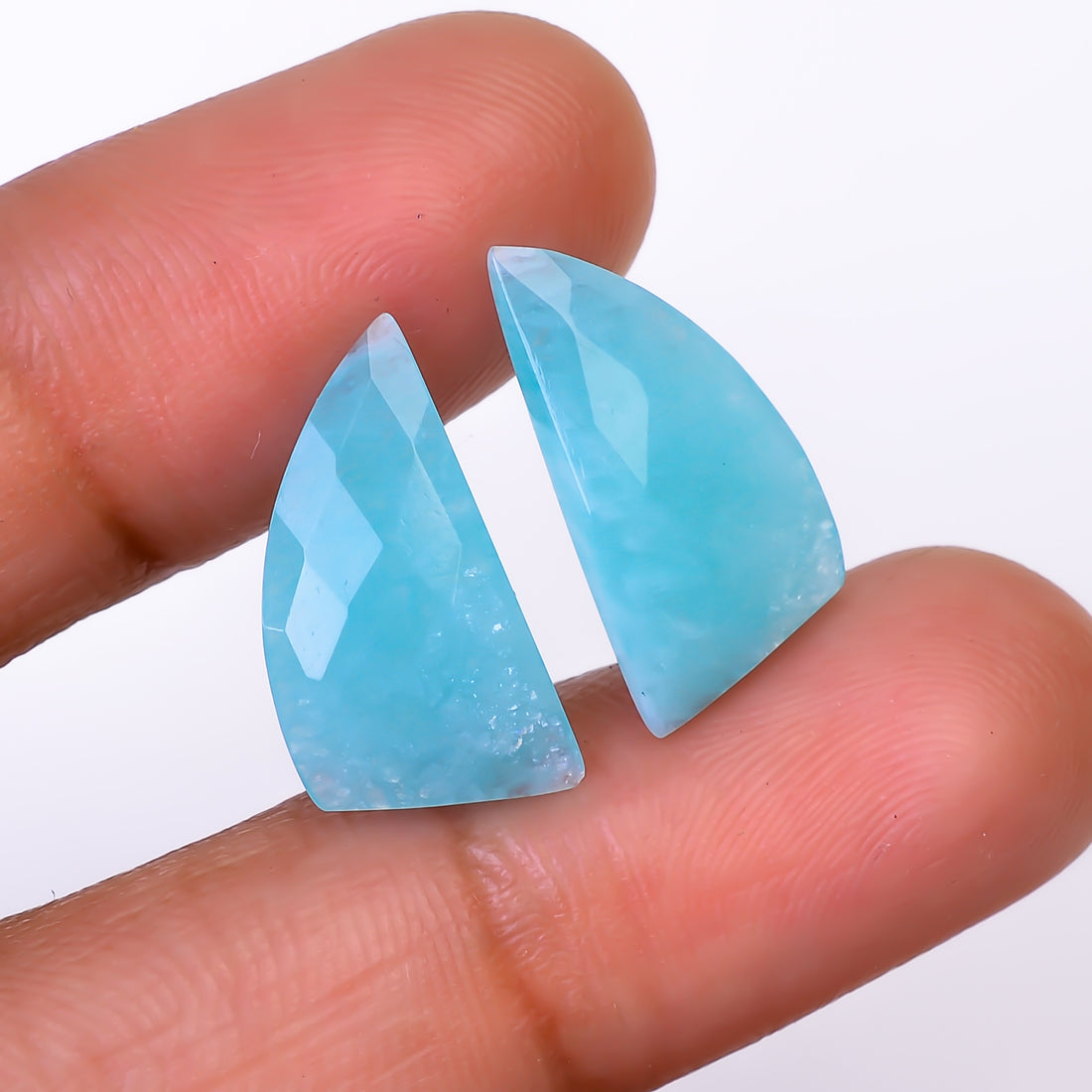 Natural Amazonite Fancy Shape Faceted Loose Gemstone Pair For Making Earrings 8 Ct. 17X10X3 mm Y-10404