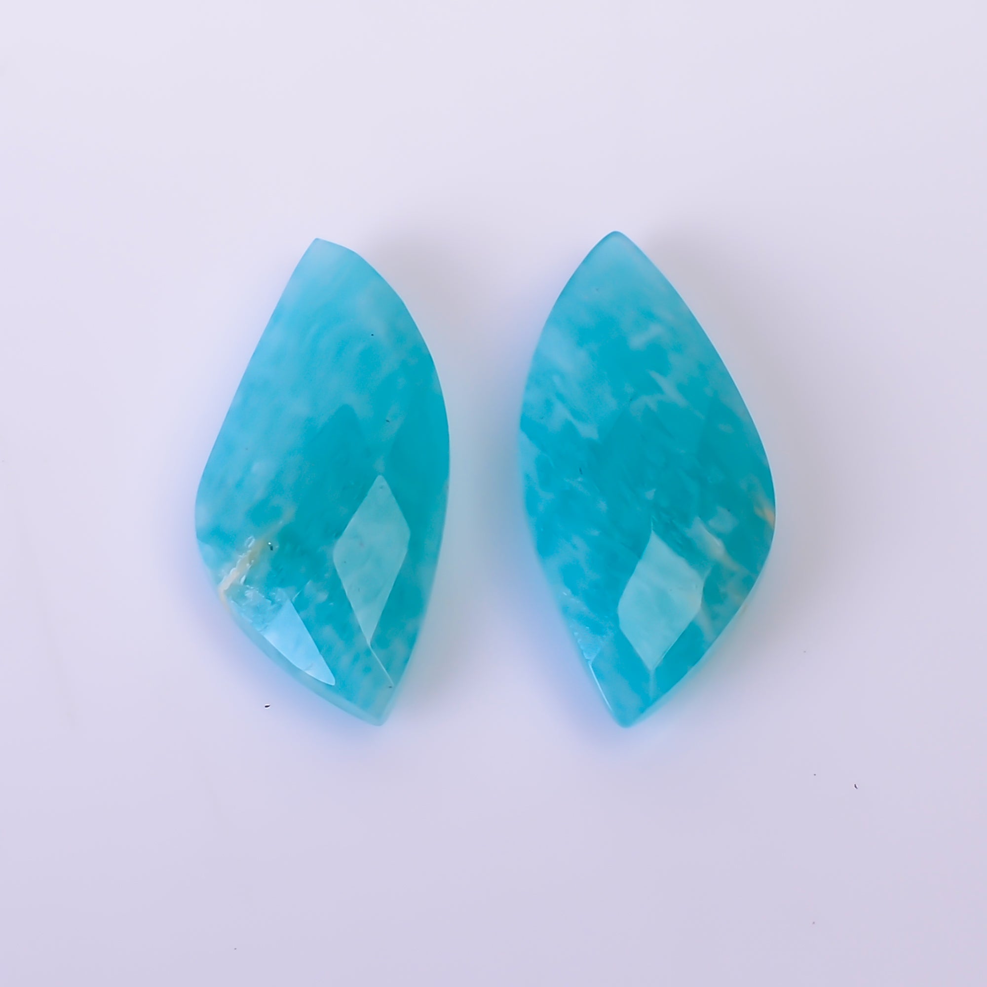 Natural Amazonite Fancy Shape Faceted Loose Gemstone Pair For Making Earrings 7.5 Ct. 17X8X4 mm Y-10406