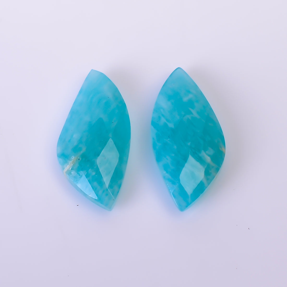 Natural Amazonite Fancy Shape Faceted Loose Gemstone Pair For Making Earrings 7.5 Ct. 17X8X4 mm Y-10406