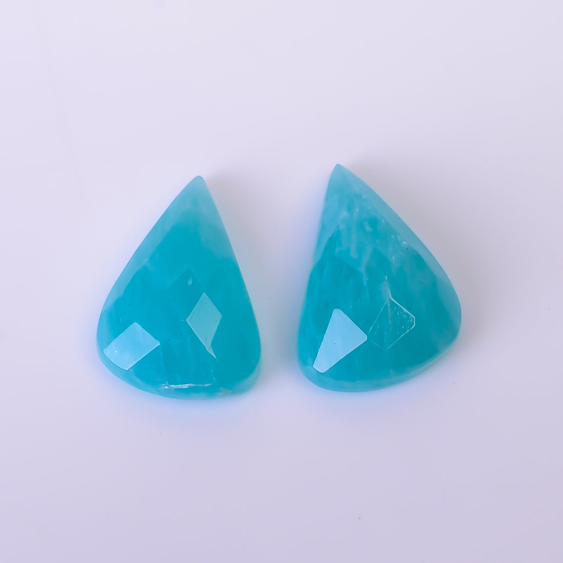 Natural Amazonite Fancy Shape Faceted Loose Gemstone Pair For Making Earrings 11.5 Ct. 16X11X5 mm Y-10407