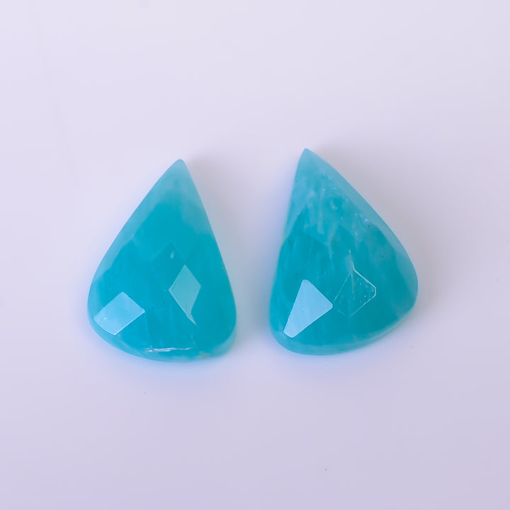 Natural Amazonite Fancy Shape Faceted Loose Gemstone Pair For Making Earrings 11.5 Ct. 16X11X5 mm Y-10407
